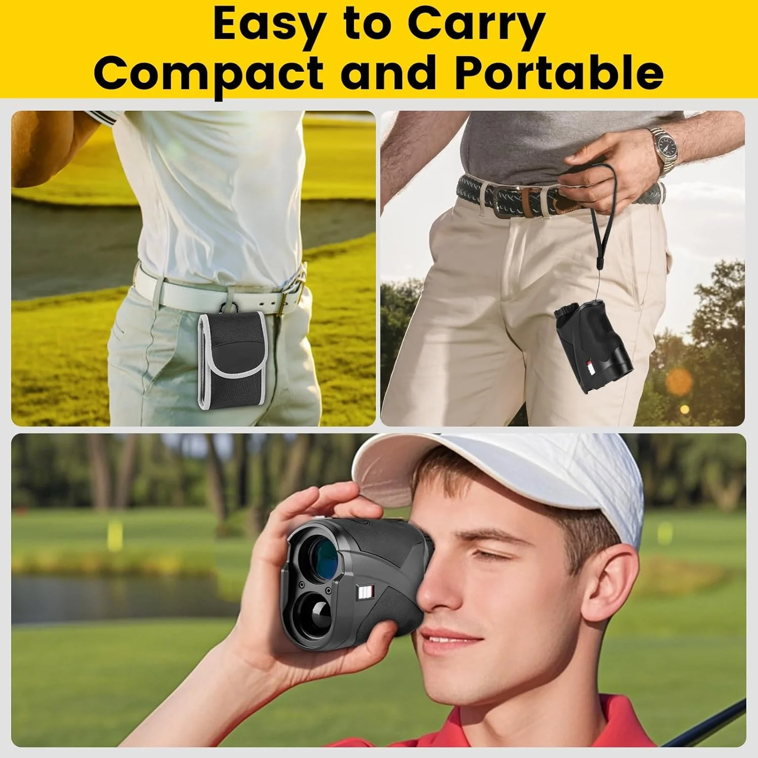 مسافت یاب لیزری گلف، مسافت یاب برای شکار، 1100 یارد با دقت بالا، 6 برابر بزرگنمایی، قفل پرچم، هشدار لرزشی، ضد آب و ضد مه، برای مسابقات و فعالیت های فضای باز