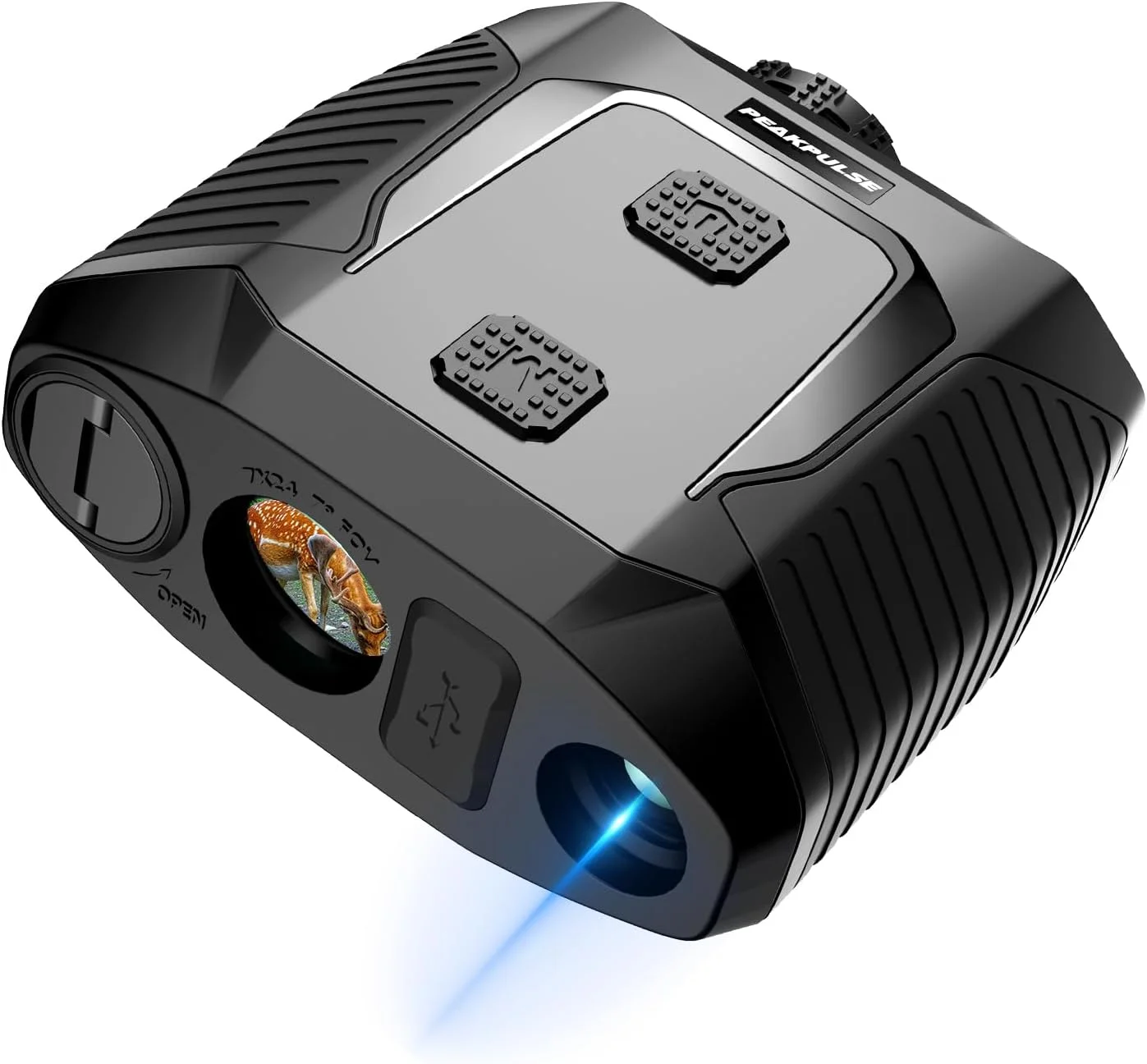 فاصله یاب لیزری گلف و شکار، ۱۲۰۰ یارد، بزرگنمایی ۸ برابر، قفل میله پرچم شیب دار، قابل شارژ، زاویه یاب، اندازه گیری دو نقطه ای ارتفاع، عمودی و افقی