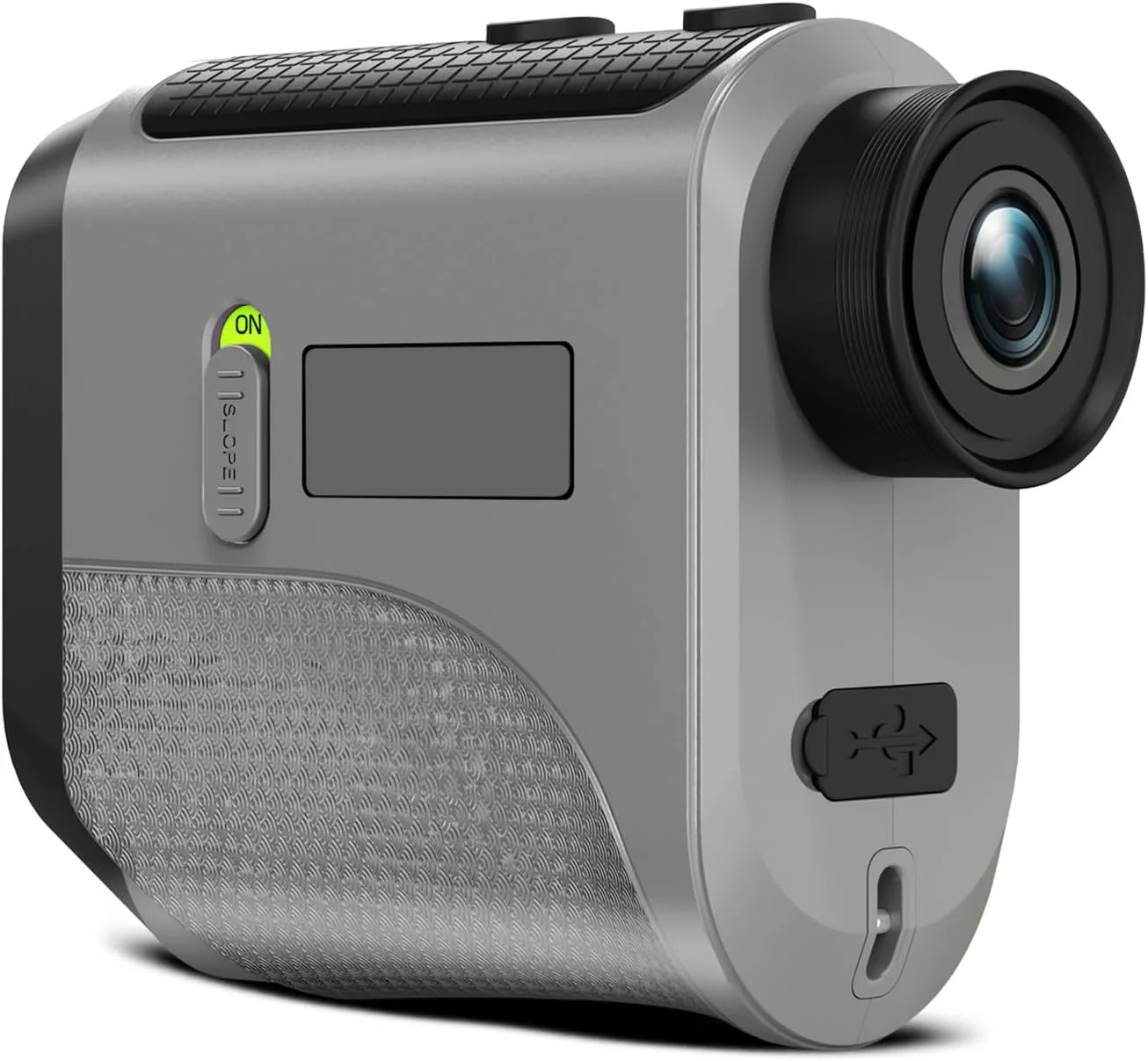 مسافت یاب گلف با شیب و قفل پین و لرزش، مسافت یاب لیزری 1200 یاردی برای گلف و شکار، بزرگنمایی 7 برابر، مسافت یاب قابل شارژ با نوار مغناطیسی IP54 ضد آب (خاکستری)