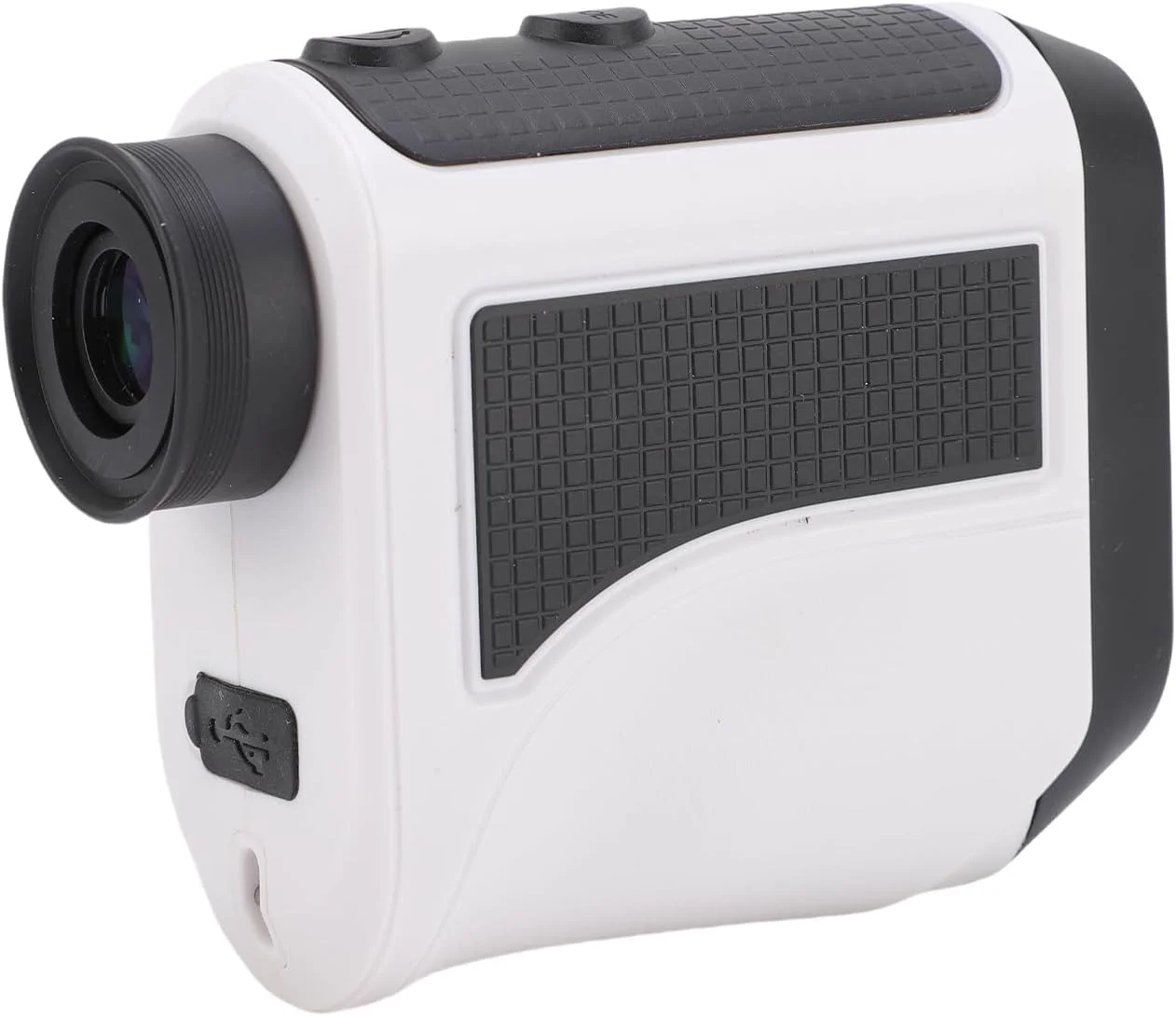 مسافت یاب گلف با شیب و قفل پین و لرزش، مسافت یاب لیزری 1200 یاردی برای گلف و شکار، بزرگنمایی 7 برابر، مسافت یاب قابل شارژ با نوار مغناطیسی IP54 ضد آب (سفید)