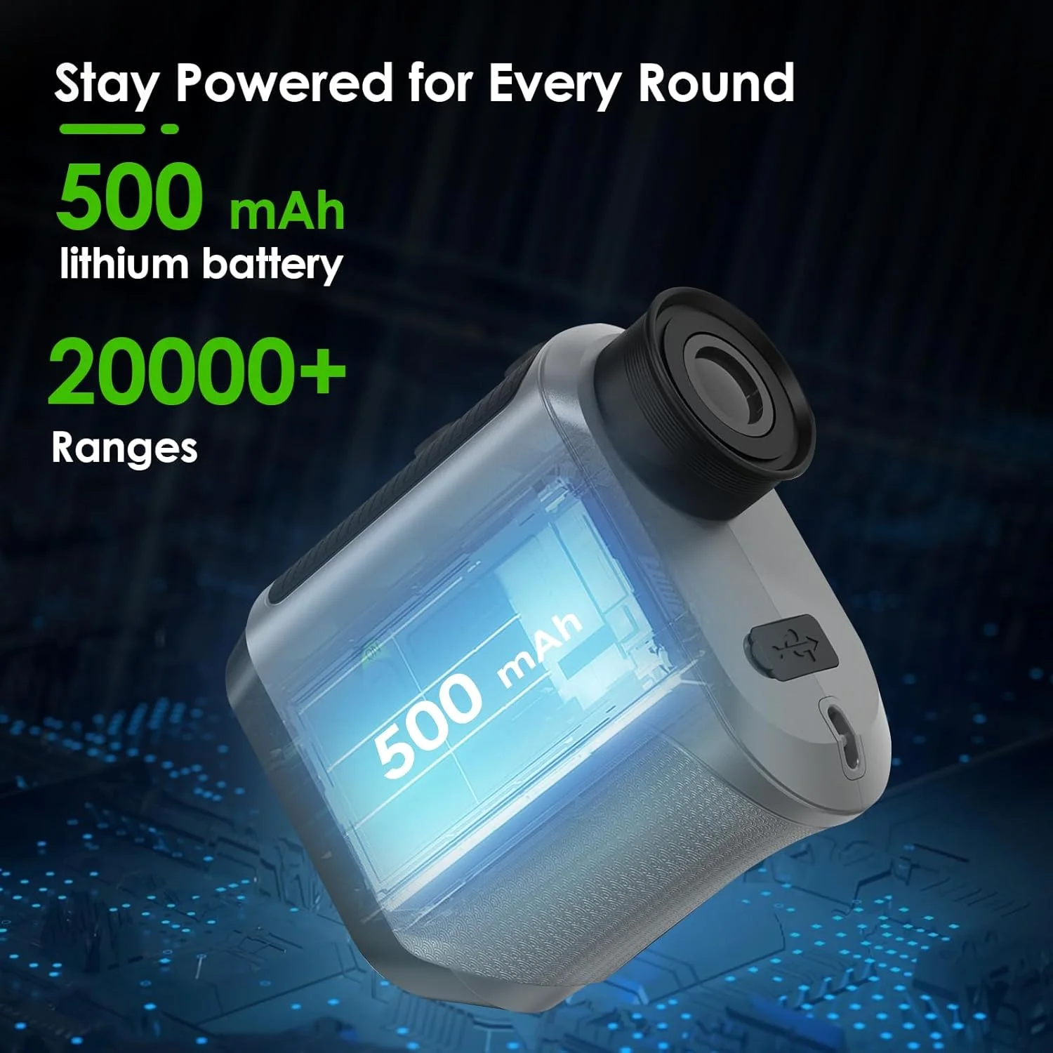 مسافت یاب گلف با شیب و قفل پین و لرزش، مسافت یاب لیزری 1200 یاردی برای گلف و شکار، بزرگنمایی 7 برابر، مسافت یاب قابل شارژ با نوار مغناطیسی IP54 ضد آب (خاکستری)