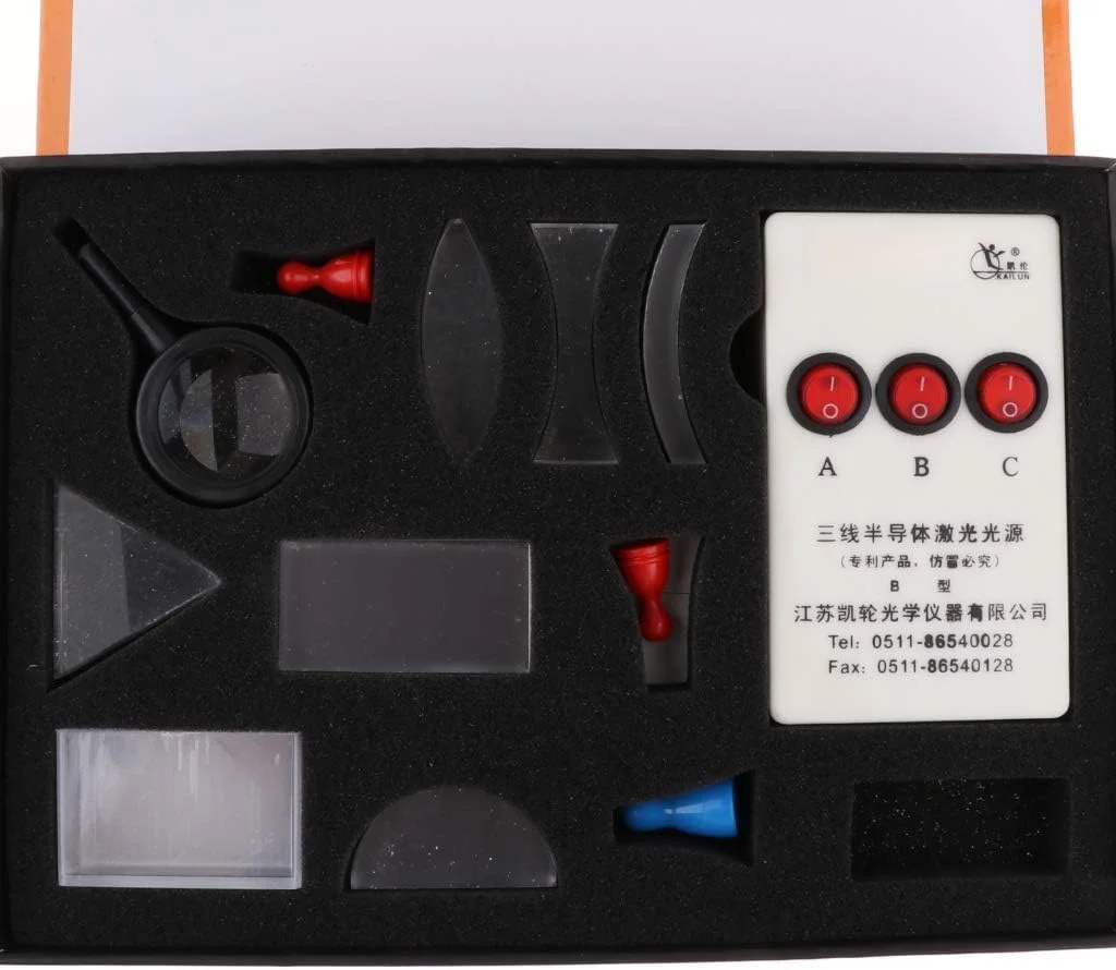 مجموعه لنزهای نوری مقعر و محدب، منشور، کیت فیزیکی نوری، تجهیزات آزمایشگاهی به همراه مولد پرتو نور و باتری مجموعه لنزهای نوری مقعر و محدب، منشور، کیت فیزیکی نوری، تجهیزات آزمایشگاهی به همراه مولد پرتو نور و باتری