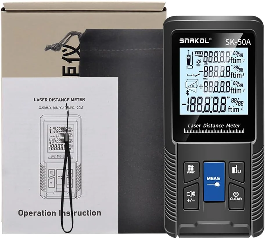 فاصله یاب هوشمند Pepisky با حالت های اندازه گیری تکی، پیوسته، مساحت، فیثاغورس و عملکرد قابل تنظیم ضد آب IP54