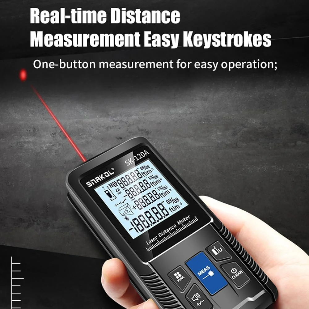 فاصله یاب هوشمند Pepisky با حالت های اندازه گیری تکی، پیوسته، مساحت، فیثاغورس و عملکرد قابل تنظیم ضد آب IP54