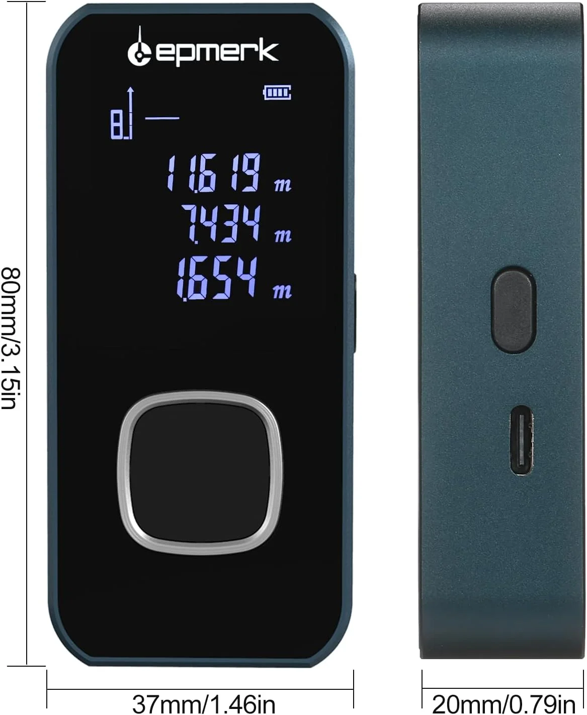 متر لیزری دیجیتال کوچک 60 متری پپیسکی با صفحه نمایش LCD و سنسور زاویه الکترونیکی برای اندازه گیری مساحت و محیط