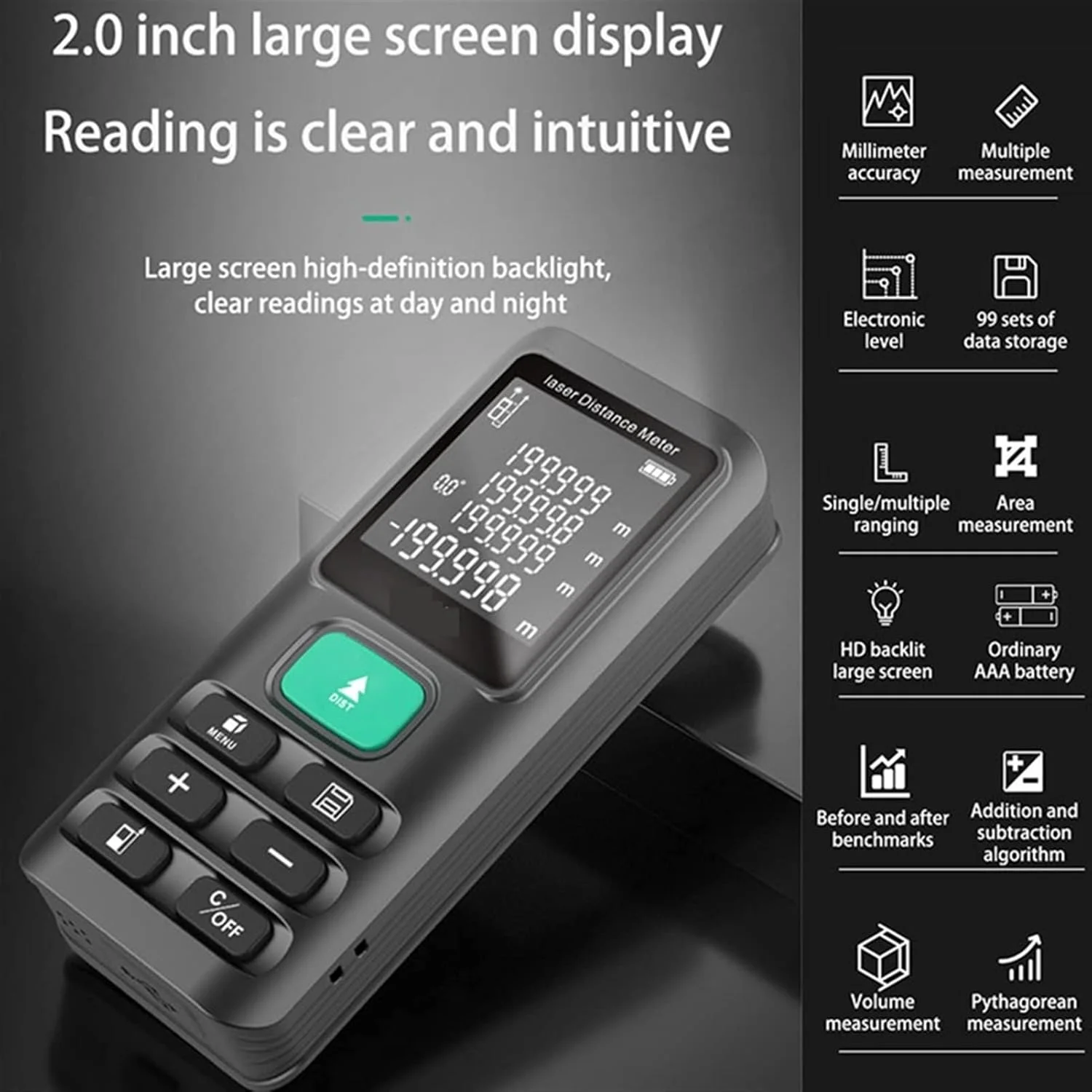 متر لیزری خانگی 70M/120M، ابزار تست فاصله دیجیتال، متر نواری، ابزار تست اندازه گیری فاصله برای خودرو و کامیون های سنگین (رنگ: 70m Fy897)