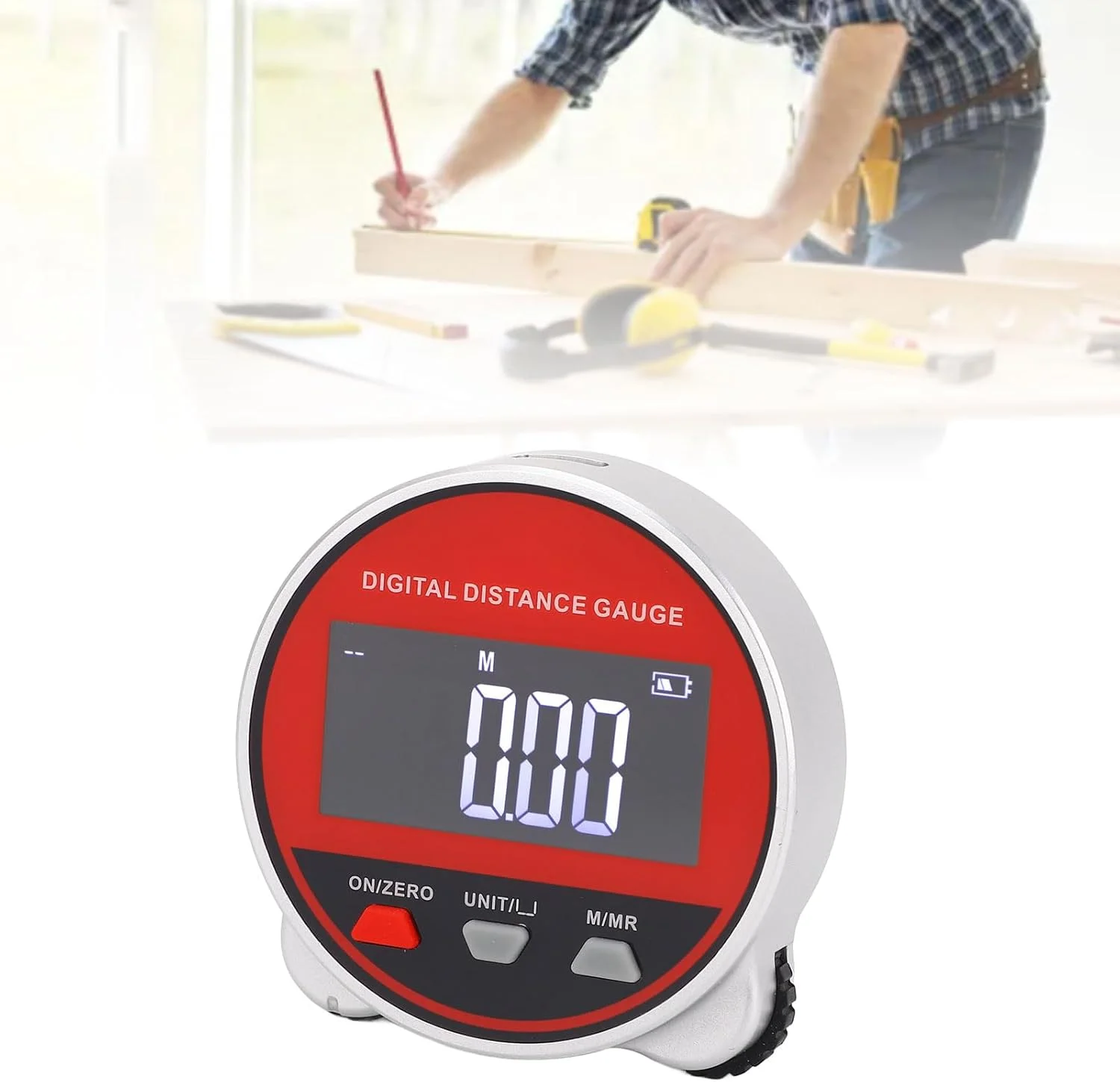 فاصله یاب چرخشی، محدوده 0 تا 199.999 متر، متر دیجیتال LCD شفاف