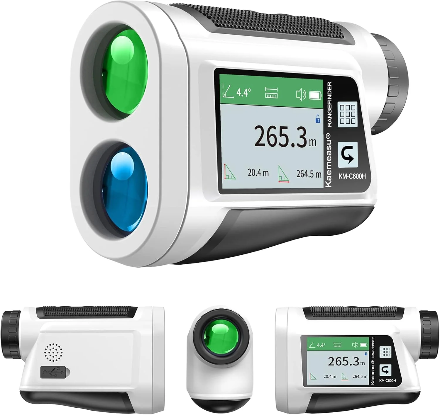 فاصله یاب گلف Morelian با صفحه نمایش لمسی LCD بزرگنمایی 6X، 600 متر / 800 متر، متر فاصله یاب قابل شارژ USB با عملکرد شیب، قفل کردن پرچم و لرزش