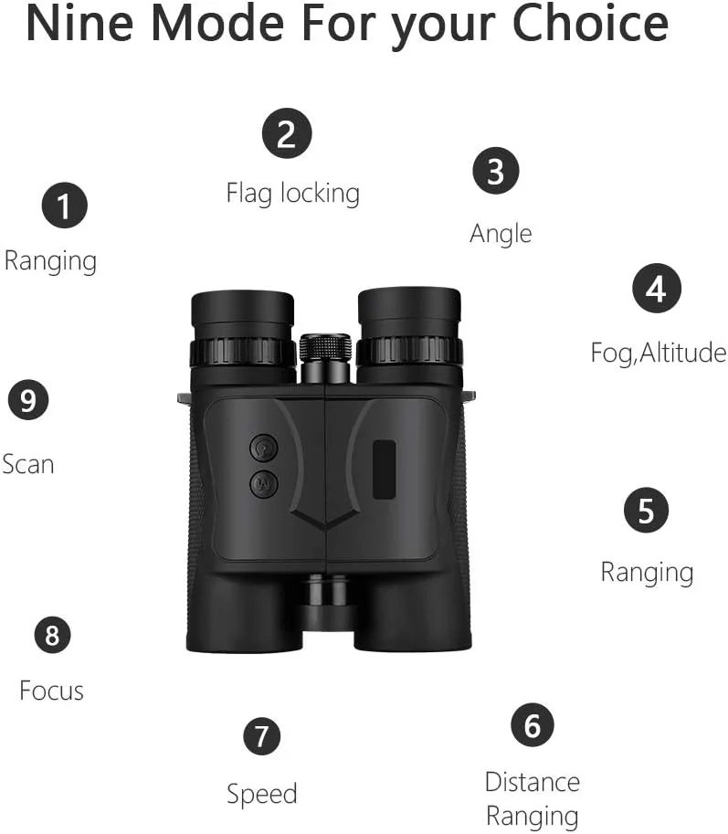 فاصله یاب 1500 متری دوربین دوچشمی تلسکوپ با بزرگنمایی 10x42 و قابلیت اندازه گیری سرعت، مناسب برای گلف و فعالیت های فضای باز