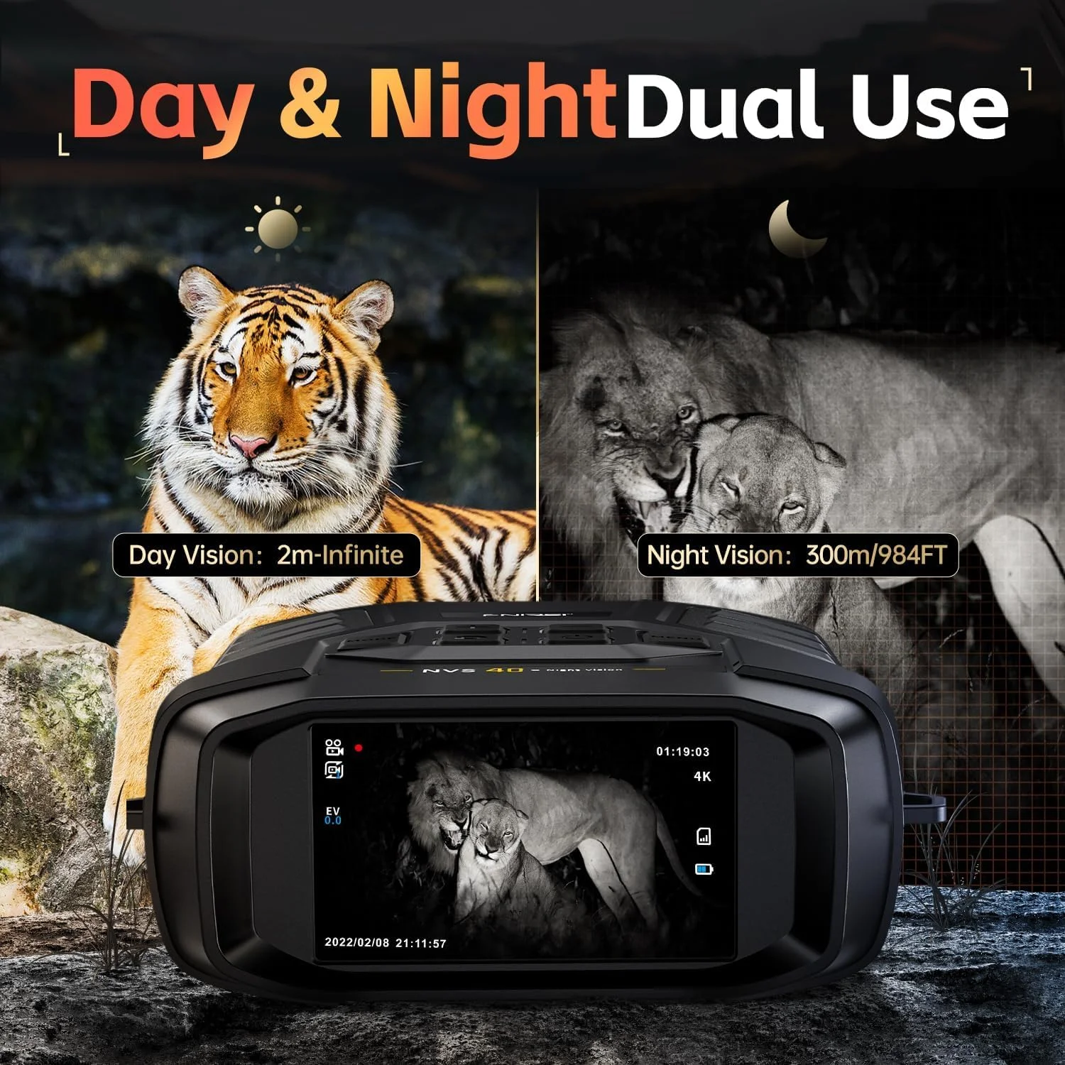 دوربین دید در شب، دوربین دوچشمی دید در شب دیجیتال مادون قرمز برای روز و شب با ویدیوی 4K، عکس 36 مگاپیکسلی و صفحه نمایش 3 اینچی HD، مناسب برای شکار، کمپینگ و امنیت، هدیه برای مردان، همسر، پدر دوربین دید در شب، دوربین دوچشمی دید در شب دیجیتال مادون قرمز برای روز و شب با ویدیوی 4K، عکس 36 مگاپیکسلی و صفحه نمایش 3 اینچی HD، مناسب برای شکار، کمپینگ و امنیت، هدیه برای مردان، همسر، پدر