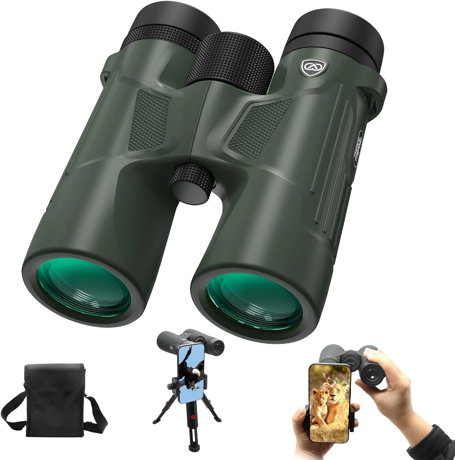 دوربین دوچشمی 10X42 برای بزرگسالان و کودکان به همراه آداپتور تلفن و سه پایه، دوربین دوچشمی با قدرت بالا برای تماشای پرندگان، شکار، سفر دریایی، پیاده روی و کنسرت