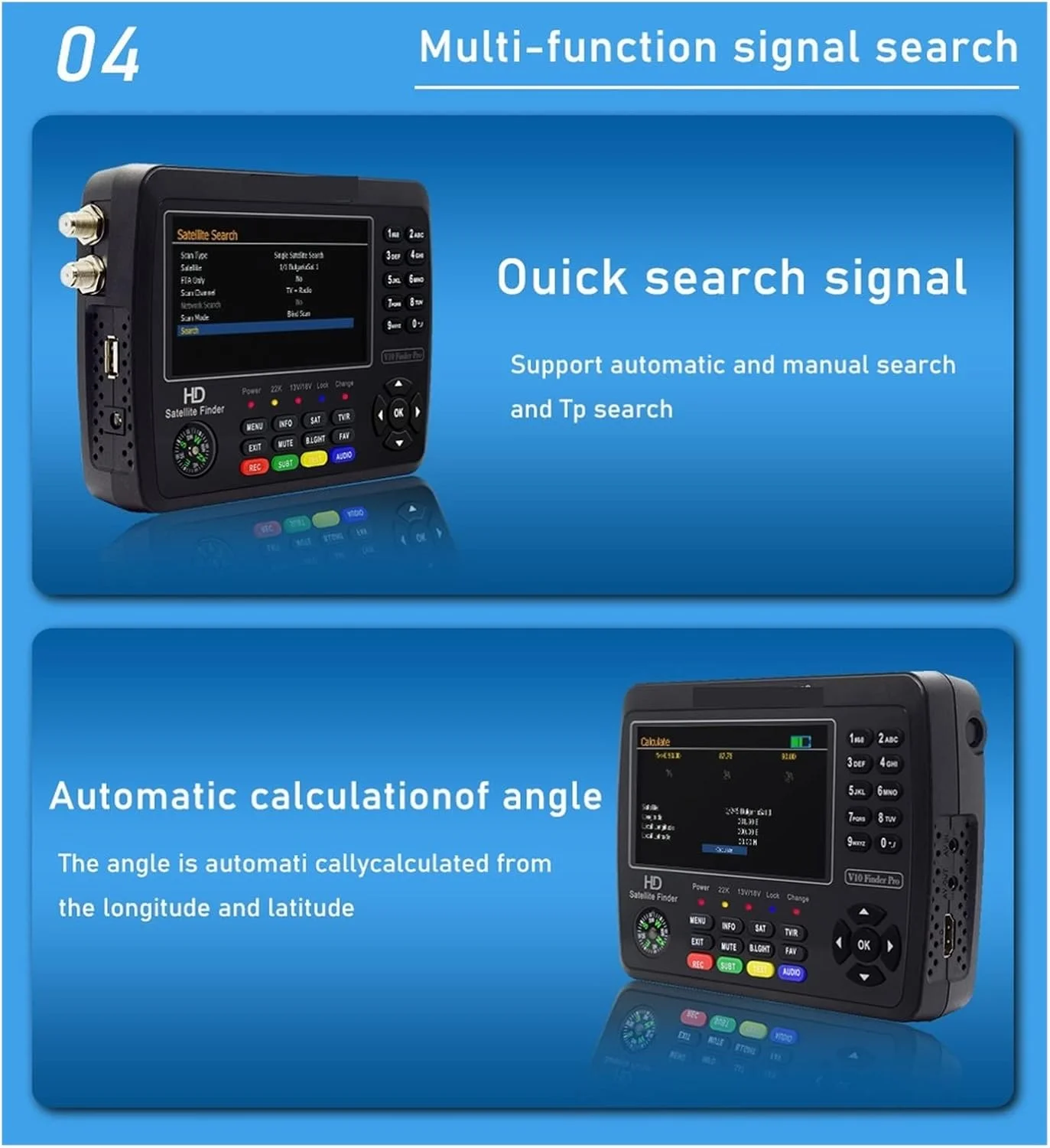 دستگاه سیگنال یاب دیجیتال JACOJE مدل Widescreen Finder V10 Finder Pro با صفحه نمایش 4.3 اینچی LCD و عملکرد پایدار
