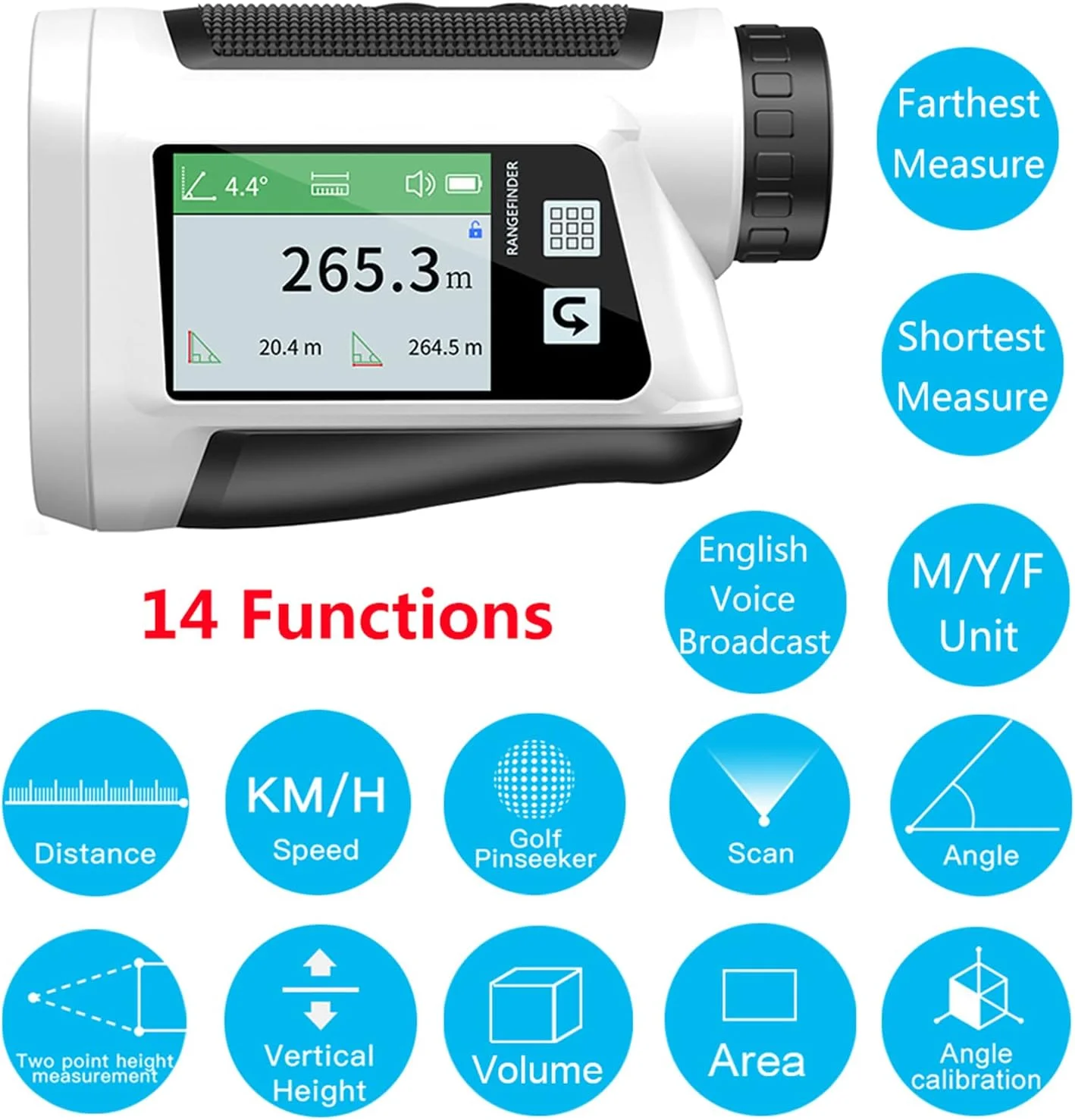 فاصله یاب لیزری قابل حمل و شارژی 600M - 1500M، ابزار اندازه گیری زاویه و مسافت
