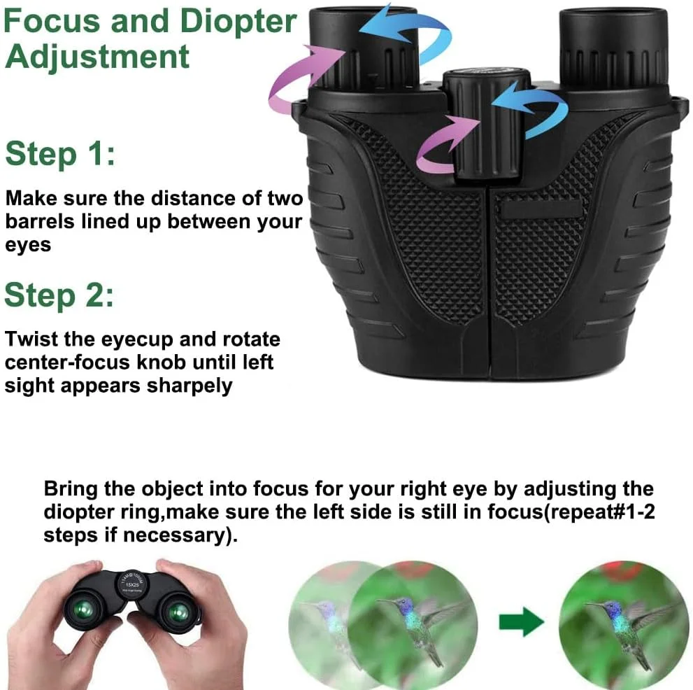 دوربین شکاری 12x25 فانیتو برای بزرگسالان - ضدآب با دید در شب در نور کم، بادوام و شفاف برای گشت و گذار، کنسرت ها و تماشای پرندگان
