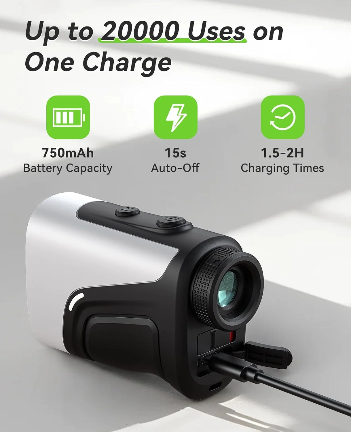 مسافت یاب گلف با شیب، مسافت یاب 1200 یاردی، بزرگنمایی 7X، قفل کردن میله پرچم با لرزش، مقاوم در برابر آب IP54، باتری 750 میلی آمپر ساعتی، نوار مغناطیسی، لوازم جانبی گلف برای مردان و زنان