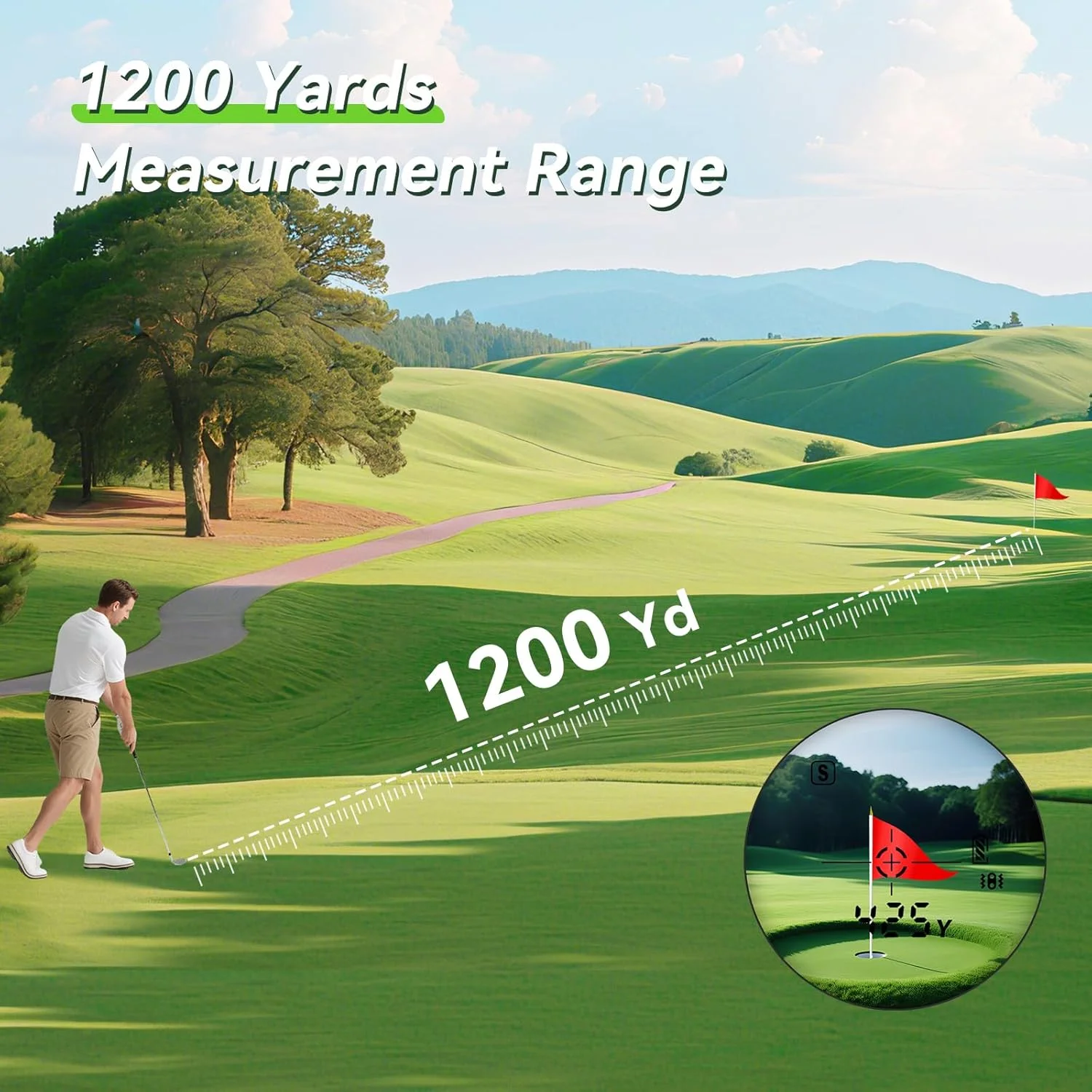 فاصله یاب گلف با شیب، 1100 متر، بزرگنمایی 7X، قفل کردن میله پرچم با لرزش، مقاوم در برابر آب IP54، باتری قابل شارژ، نوار مغناطیسی، لوازم جانبی گلف برای آقایان و بانوان