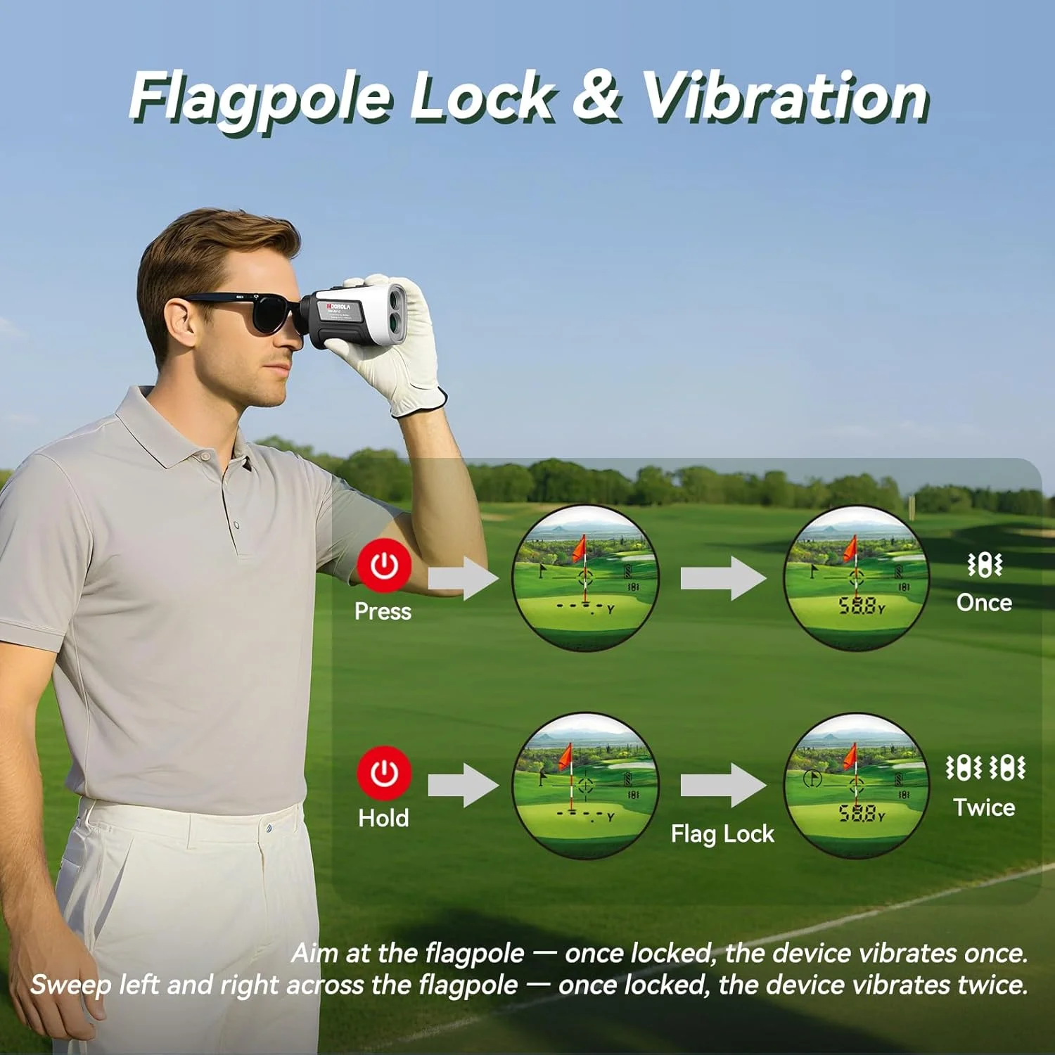 فاصله یاب گلف با شیب، 1100 متر، بزرگنمایی 7X، قفل کردن میله پرچم با لرزش، مقاوم در برابر آب IP54، باتری قابل شارژ، نوار مغناطیسی، لوازم جانبی گلف برای آقایان و بانوان