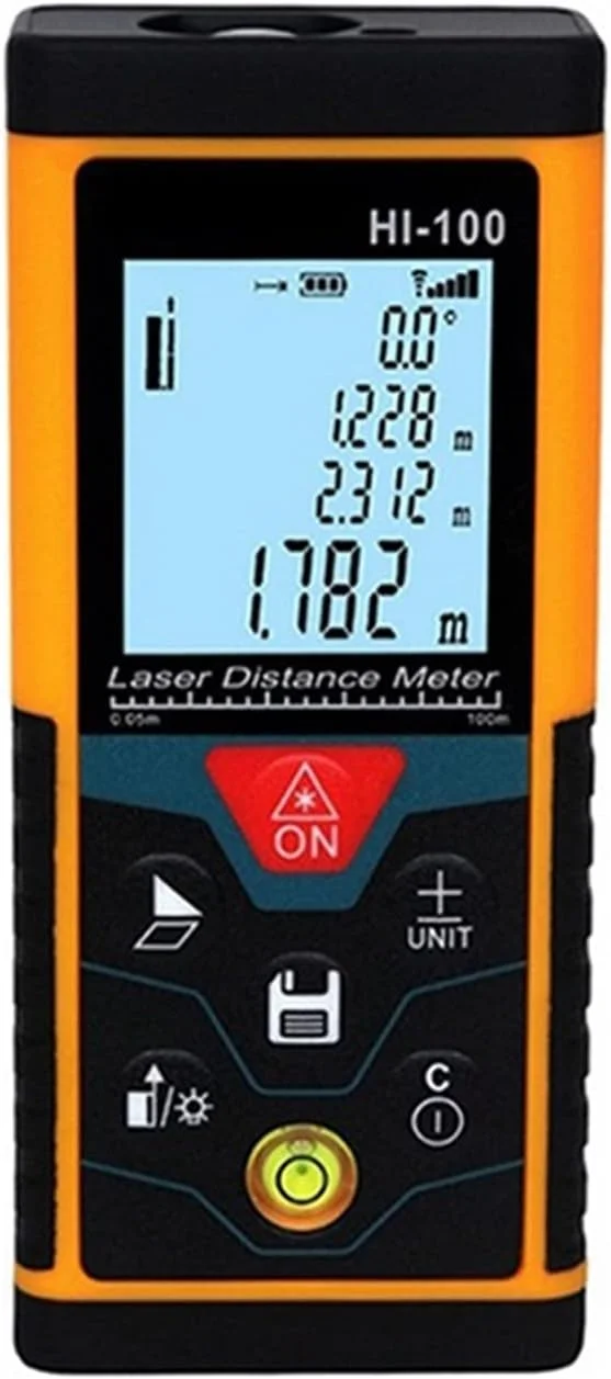ساعت ارتفاع سنج، مسافت یاب لیزری چند منظوره دیجیتال، ابزار اندازه گیری حباب افقی با دقت بالا (رنگ: نارنجی، اندازه: 40 متر)
