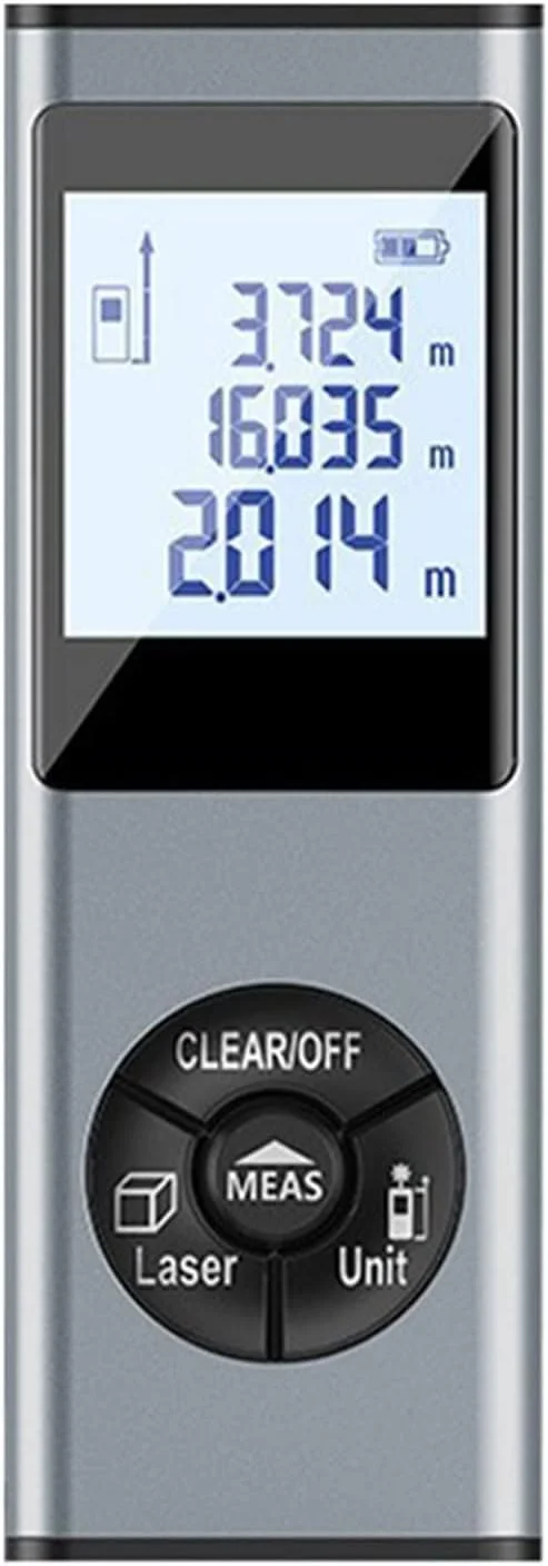 ساعت ارتفاع سنج، مسافت یاب لیزری مینی قابل شارژ دستی، ابزار اندازه گیری مادون قرمز با دقت بالا (رنگ: خاکستری تفنگی، سایز: 60 متر)