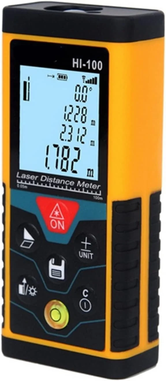 ساعت ارتفاع سنج، مسافت یاب لیزری چند منظوره دیجیتال، ابزار اندازه گیری حباب افقی با دقت بالا (رنگ: نارنجی، اندازه: 40 متر)