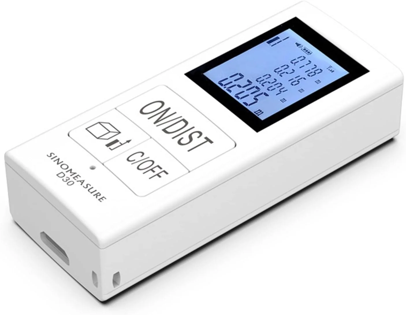 ساعت ارتفاع سنج، مینی فاصله یاب مادون قرمز دستی قابل شارژ لیزری، خط کش اندازه گیری الکترونیکی، متر اندازه گیری اتاق، متر فاصله لیزری (رنگ: سفید، اندازه: 30 متر)