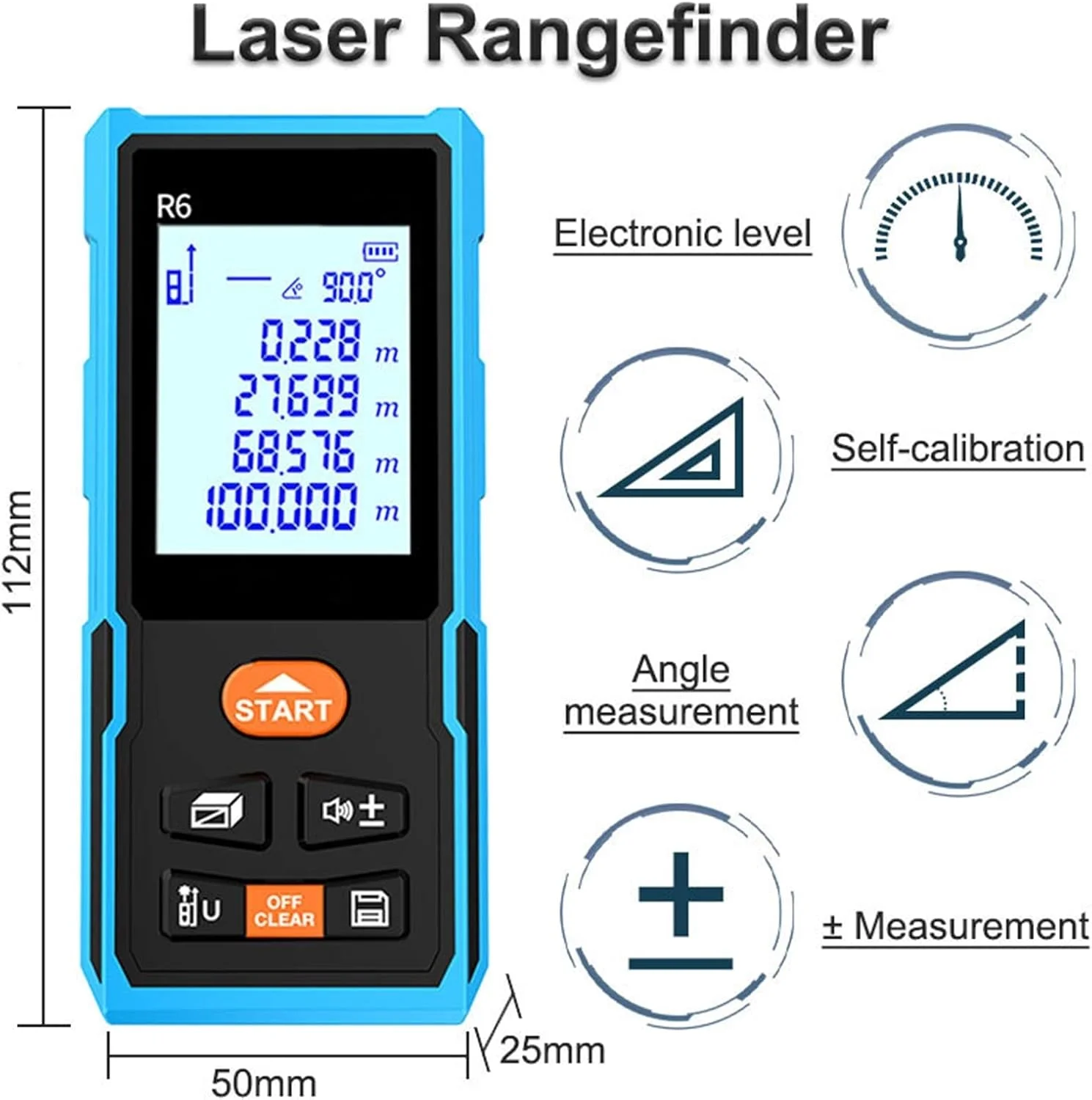 ساعت ارتفاع سنج، مسافت یاب لیزری قابل حمل، متر لیزری دقیق دیجیتال، ابزار اندازه گیری (رنگ: Hortel، سایز: 80 متر)