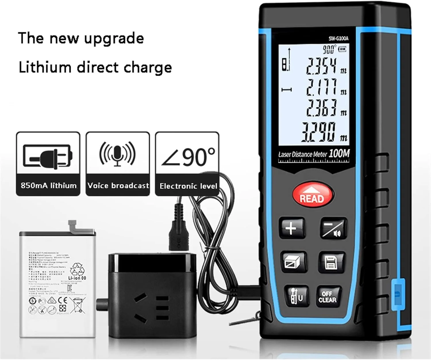 ساعت ارتفاع سنج، فاصله یاب لیزری با باتری لیتیومی، خط کش الکترونیکی، ابزار اندازه گیری مادون قرمز با دقت بالا، فاصله سنج دستی چند حالته CH