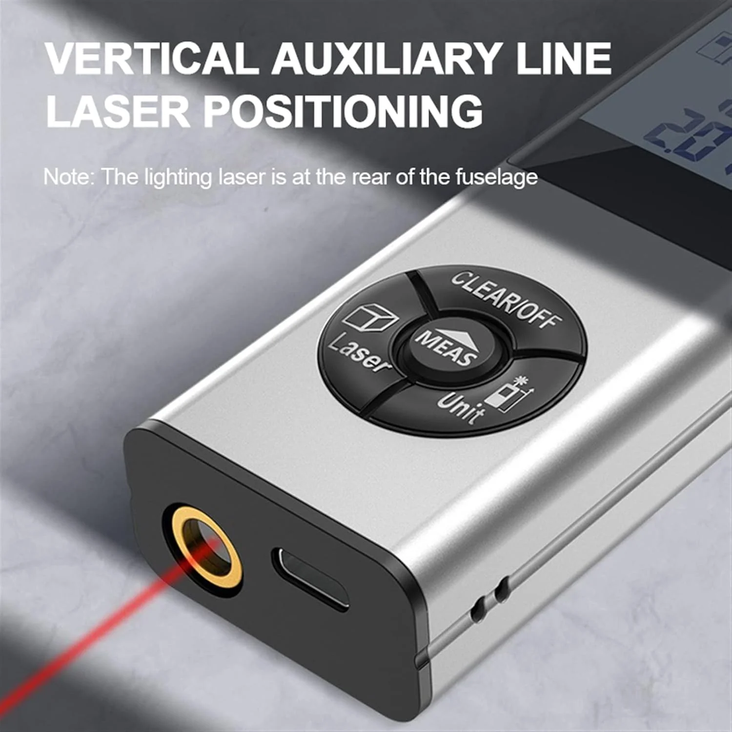 ساعت ارتفاع سنج، مسافت یاب لیزری مینی قابل شارژ دستی، ابزار اندازه گیری مادون قرمز با دقت بالا (رنگ: خاکستری تفنگی، سایز: 60 متر)