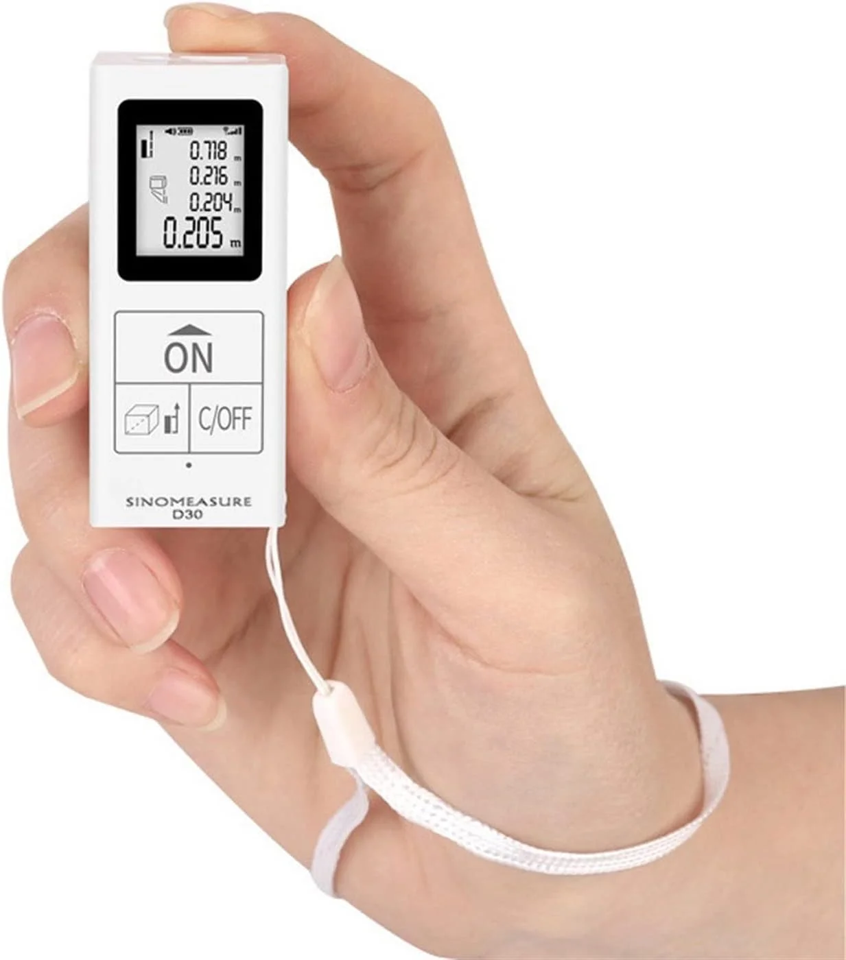 ساعت ارتفاع سنج، مینی فاصله یاب مادون قرمز دستی قابل شارژ لیزری، خط کش اندازه گیری الکترونیکی، متر اندازه گیری اتاق، متر فاصله لیزری (رنگ: سفید، اندازه: 30 متر)