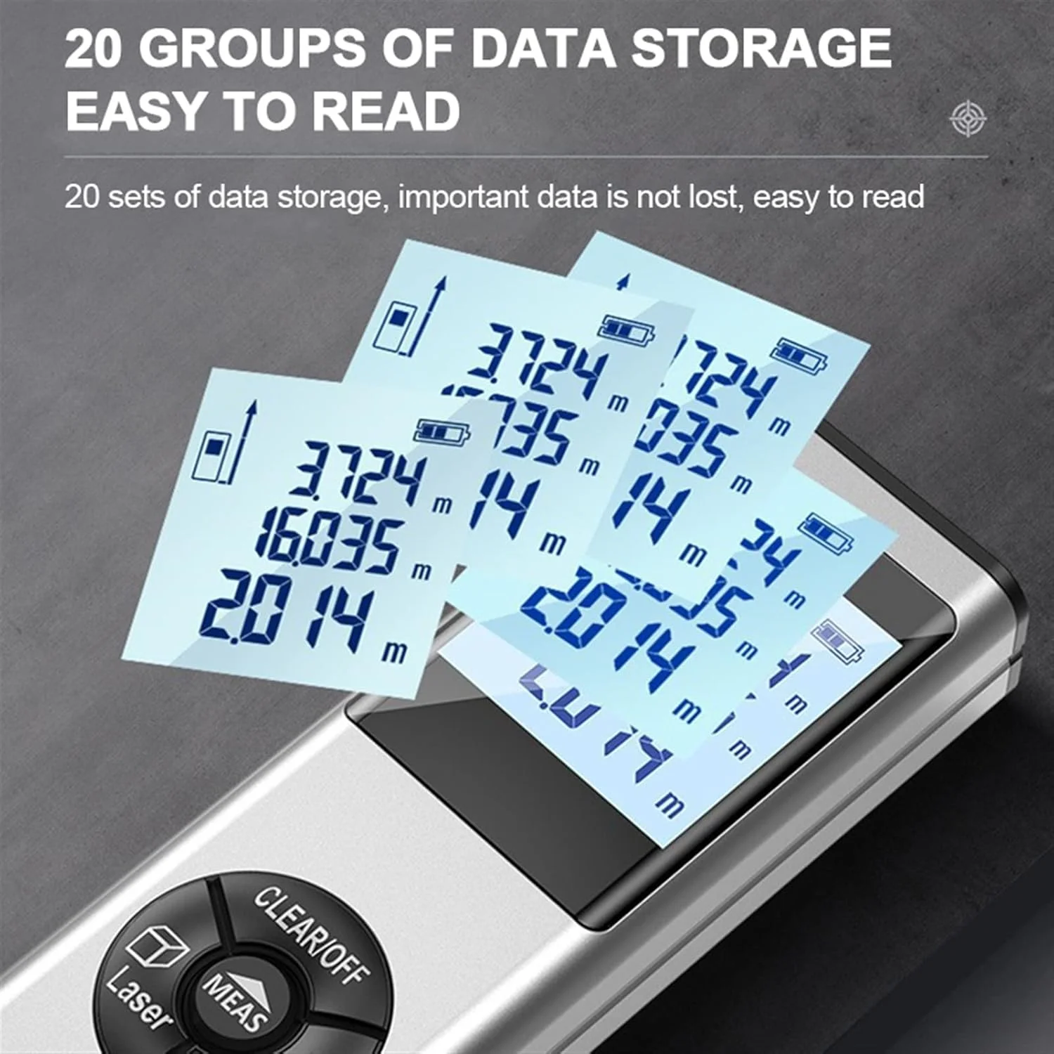 ساعت ارتفاع سنج، مسافت یاب لیزری مینی قابل شارژ دستی، ابزار اندازه گیری مادون قرمز با دقت بالا (رنگ: خاکستری تفنگی، سایز: 60 متر)