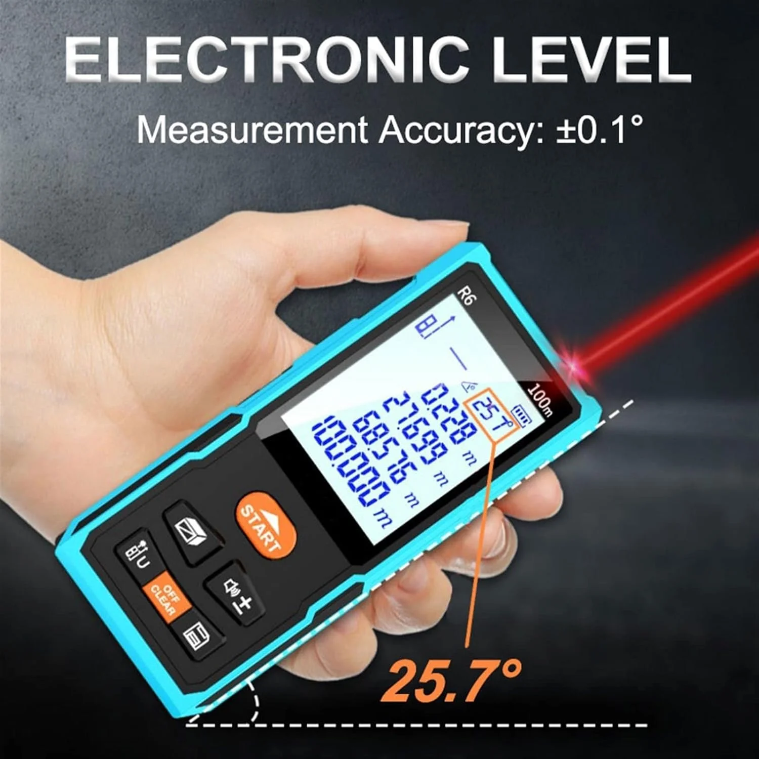 ساعت ارتفاع سنج، مسافت یاب لیزری قابل حمل، متر لیزری دقیق دیجیتال، ابزار اندازه گیری (رنگ: Hortel، سایز: 80 متر)