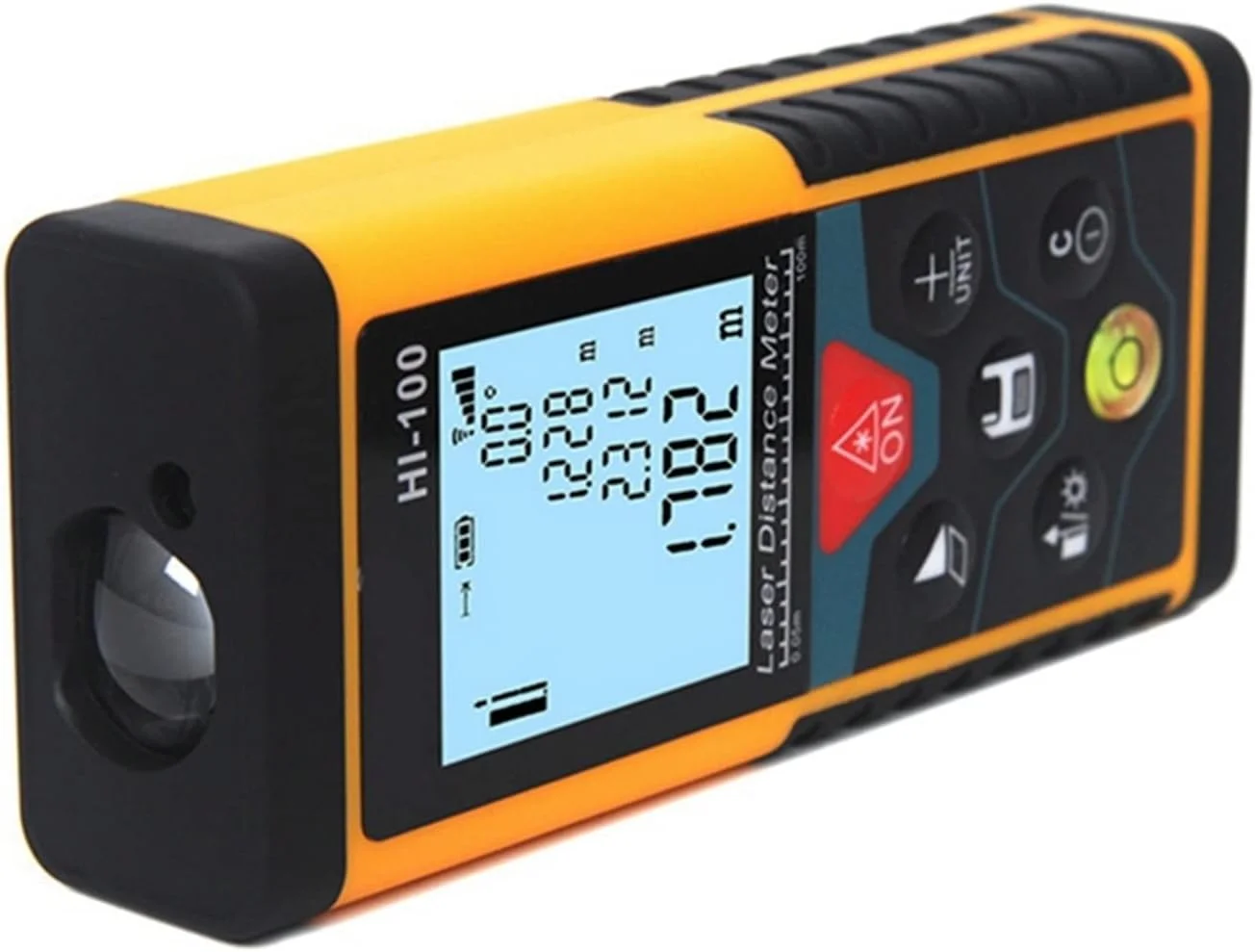 ساعت ارتفاع سنج، مسافت یاب لیزری چند منظوره دیجیتال، ابزار اندازه گیری حباب افقی با دقت بالا (رنگ: نارنجی، اندازه: 40 متر)