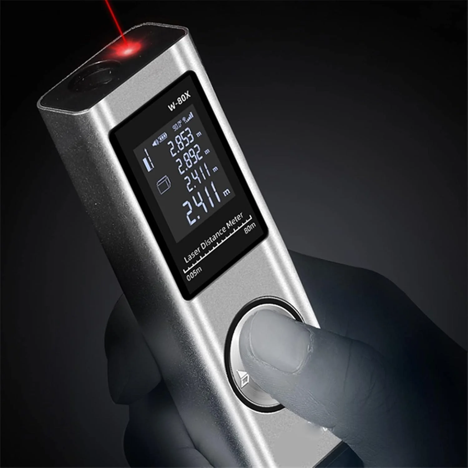 ساعت ارتفاع سنج، مسافت یاب لیزری آلیاژ آلومینیوم رولت ابزار اندازه گیری دیجیتال متر لیزری (رنگ: Hortel، سایز: 80 متر)