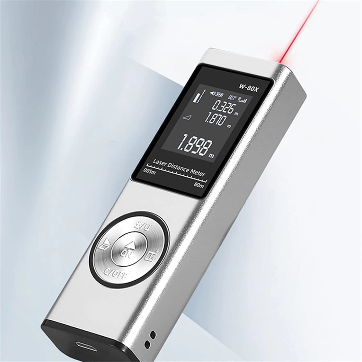ساعت ارتفاع سنج، مسافت یاب لیزری آلیاژ آلومینیوم رولت ابزار اندازه گیری دیجیتال متر لیزری (رنگ: Hortel، سایز: 80 متر)