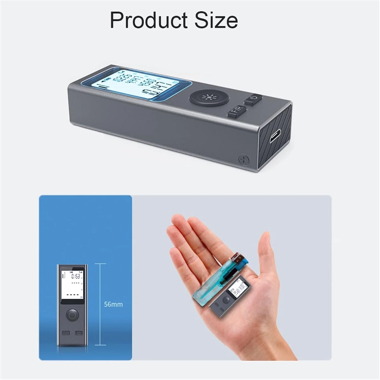 ساعت ارتفاع سنج، فاصله یاب لیزری هوشمند، فاصله یاب لیزری دیجیتال کوچک شارژی قابل حمل (رنگ: زاویه 50 متری)