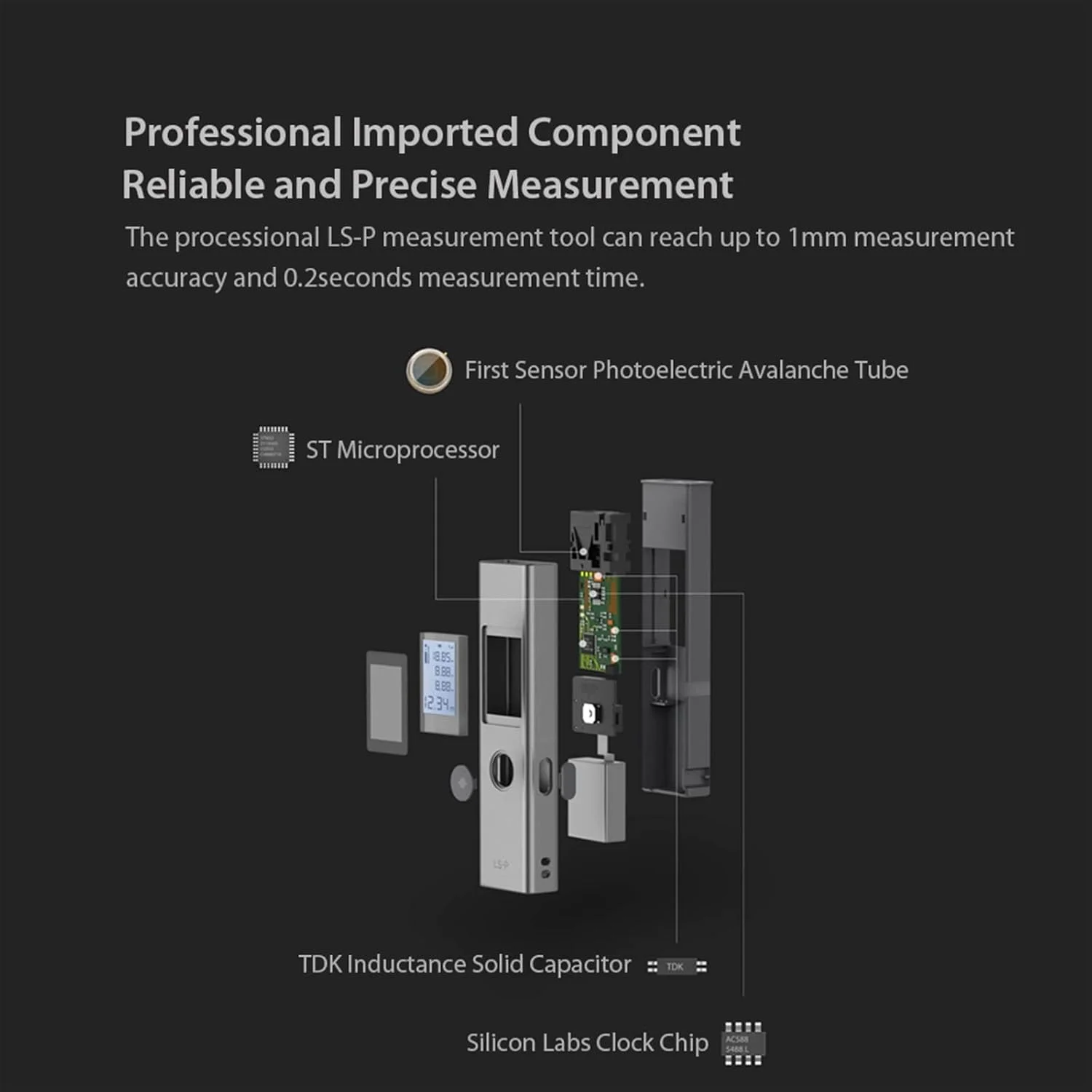ساعت ارتفاع سنج، مسافت یاب لیزری دستی قابل حمل با دقت بالا، اندازه گیری لیزری شارژ سریع USB (سایز: 25 متر)