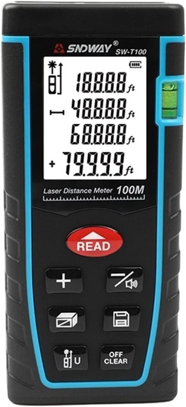 ساعت ارتفاع سنج، متر لیزری Trena، فاصله یاب لیزری با دقت بالا، رولت الکترونیکی، فاصله یاب مسافت/مساحت/حجم (رنگ: Hortel)