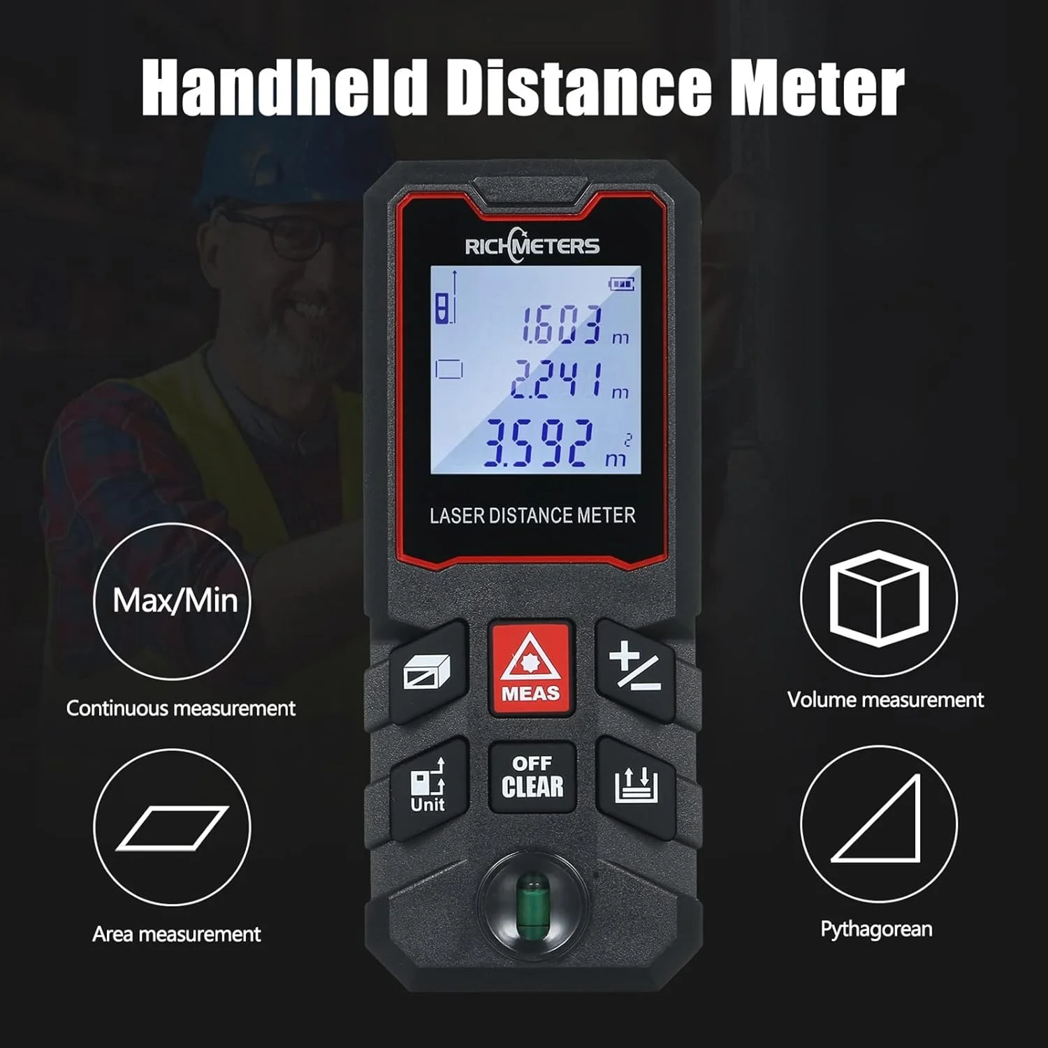 ساعت ارتفاع سنج، متر لیزری فاصله، رولت الکترونیکی لیزری، متر نواری دیجیتال لیزری، متر لیزری (رنگ: 60 متر) ساعت ارتفاع سنج، متر لیزری فاصله، رولت الکترونیکی لیزری، متر نواری دیجیتال لیزری، متر لیزری (رنگ: 60 متر)