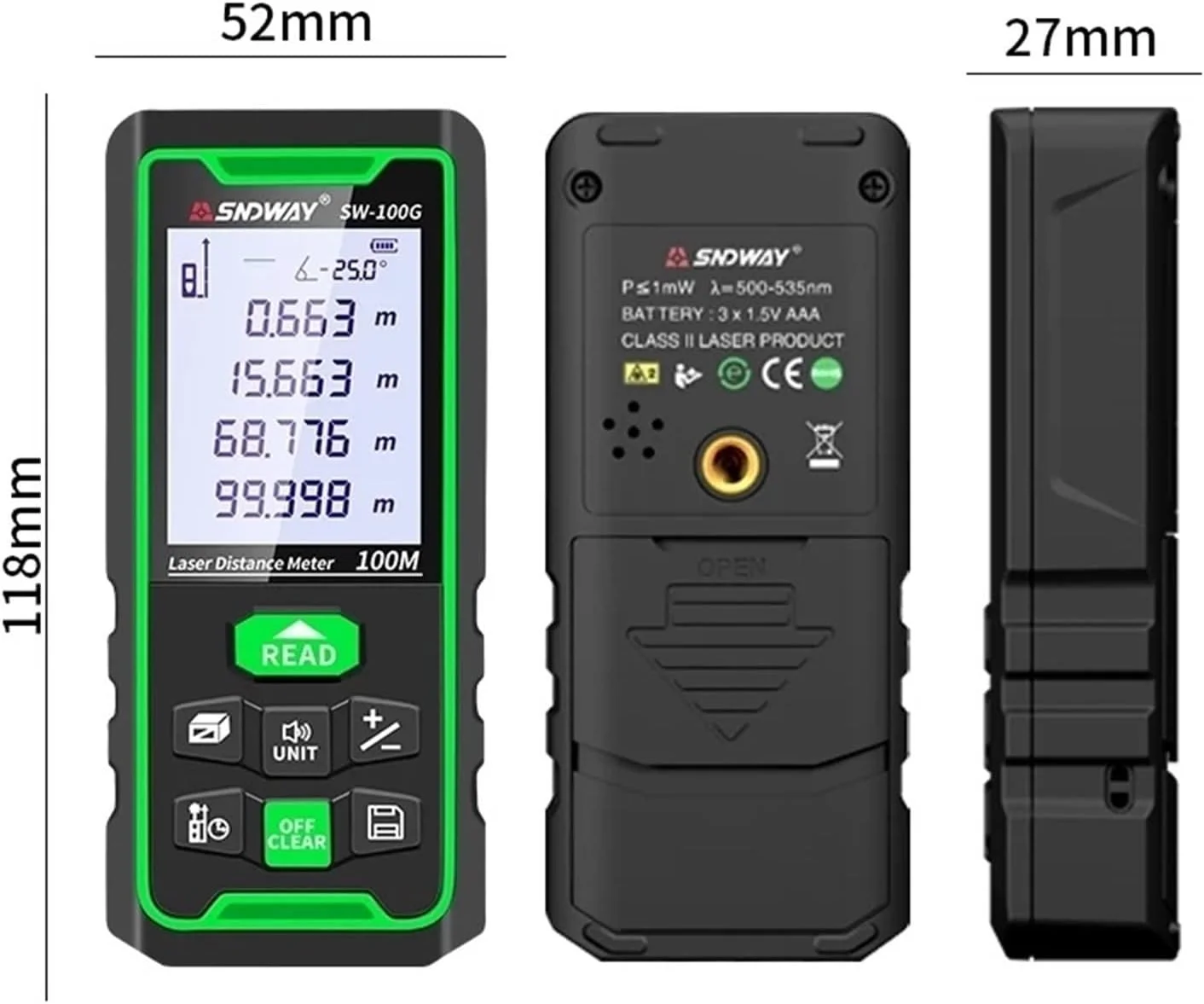 ساعت ارتفاع سنج، مسافت یاب لیزری دیجیتال با قابلیت اندازه گیری نور