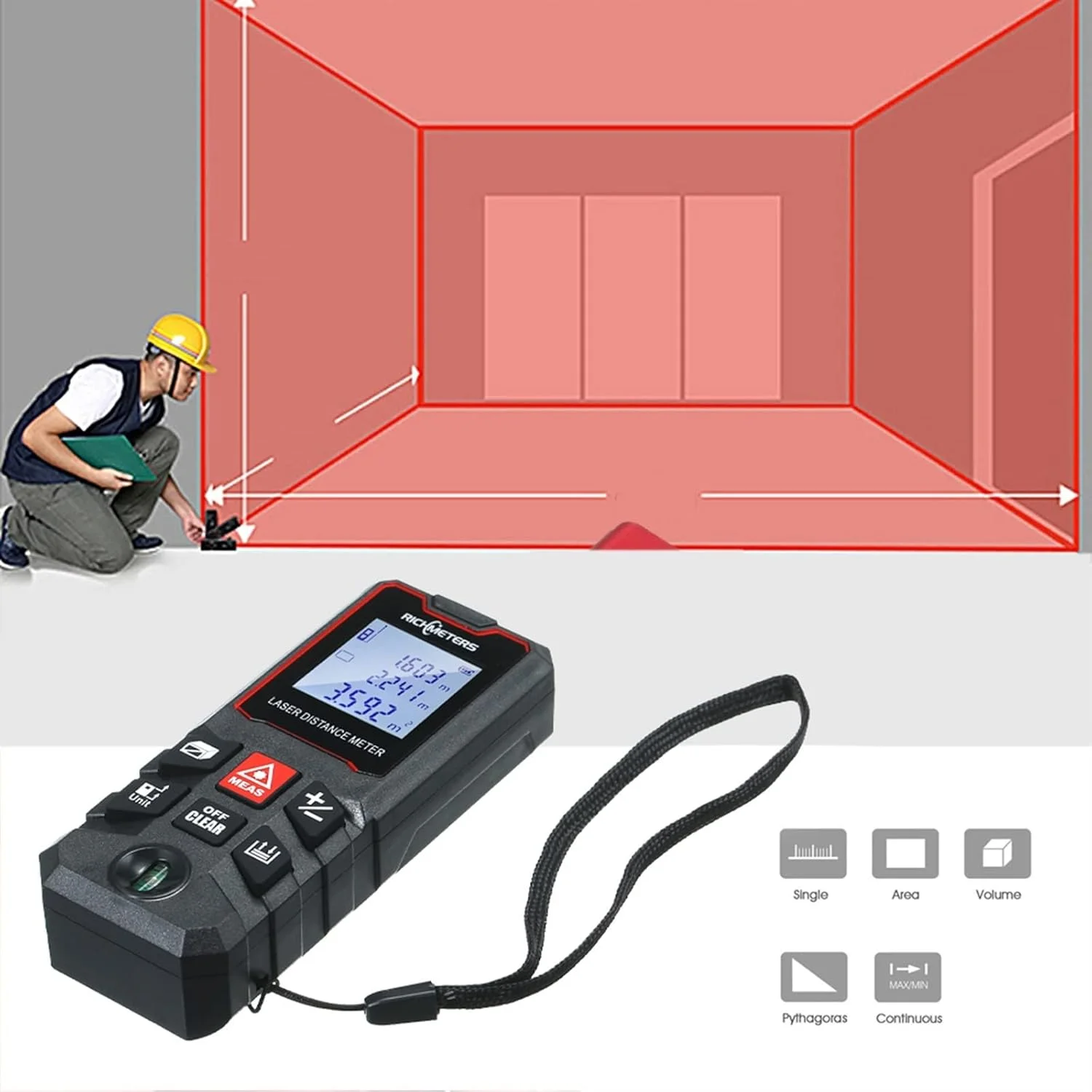 ساعت ارتفاع سنج، متر لیزری فاصله، رولت الکترونیکی لیزری، متر نواری دیجیتال لیزری، متر لیزری (رنگ: 60 متر) ساعت ارتفاع سنج، متر لیزری فاصله، رولت الکترونیکی لیزری، متر نواری دیجیتال لیزری، متر لیزری (رنگ: 60 متر)