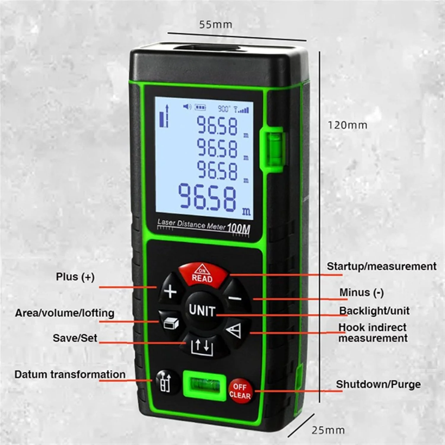 ساعت ارتفاع سنج، متر لیزری فاصله یاب، ابزار تست خط کش دستگاه اندازه گیری