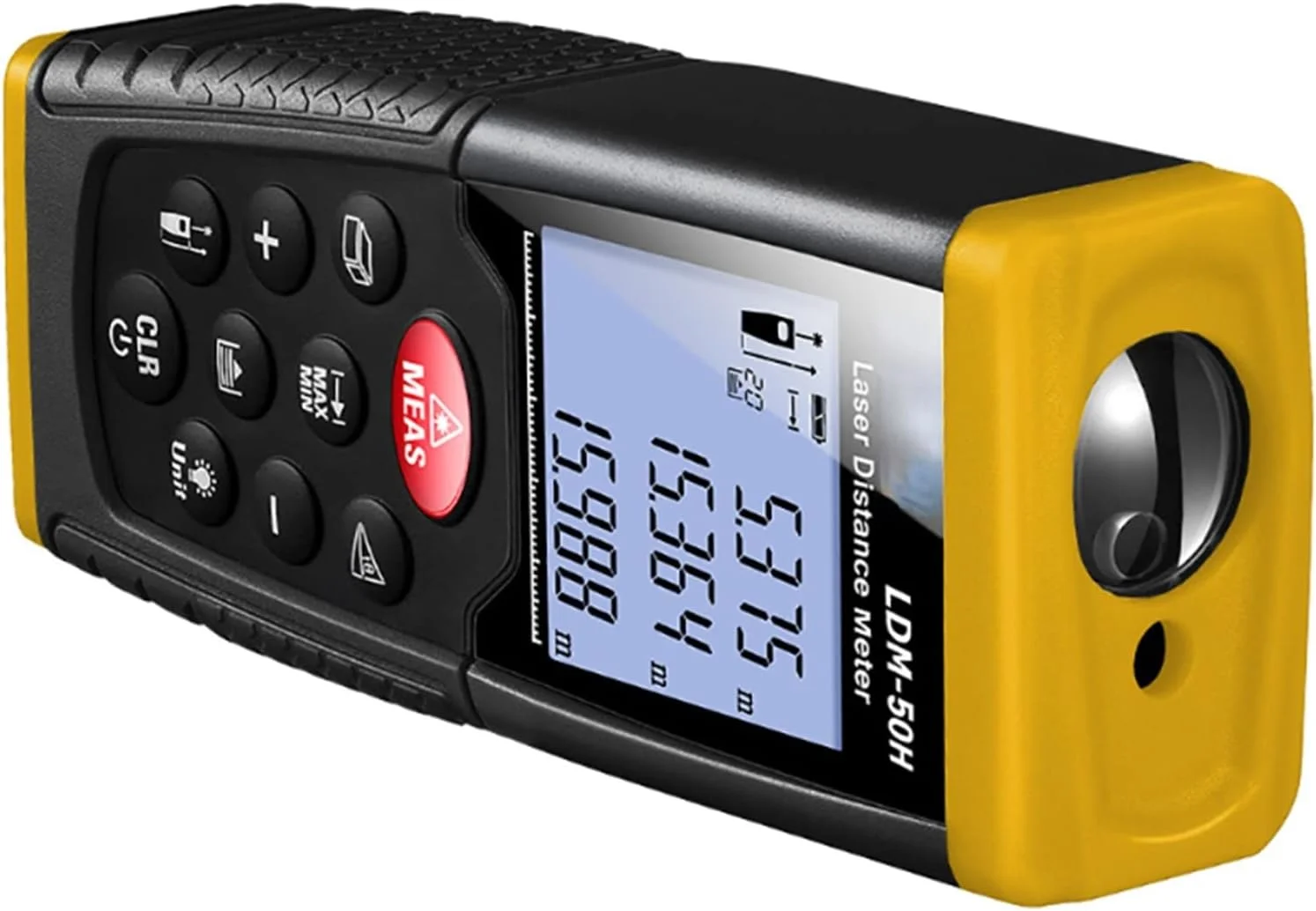 فاصله سنج HANXYAAS مدل LDM-50H با برد 50 متر (164.2 فوت) مناسب فضای باز و نور روز، حالت فیثاغورس، محاسبه مساحت و حجم، دقت و صحت بالا