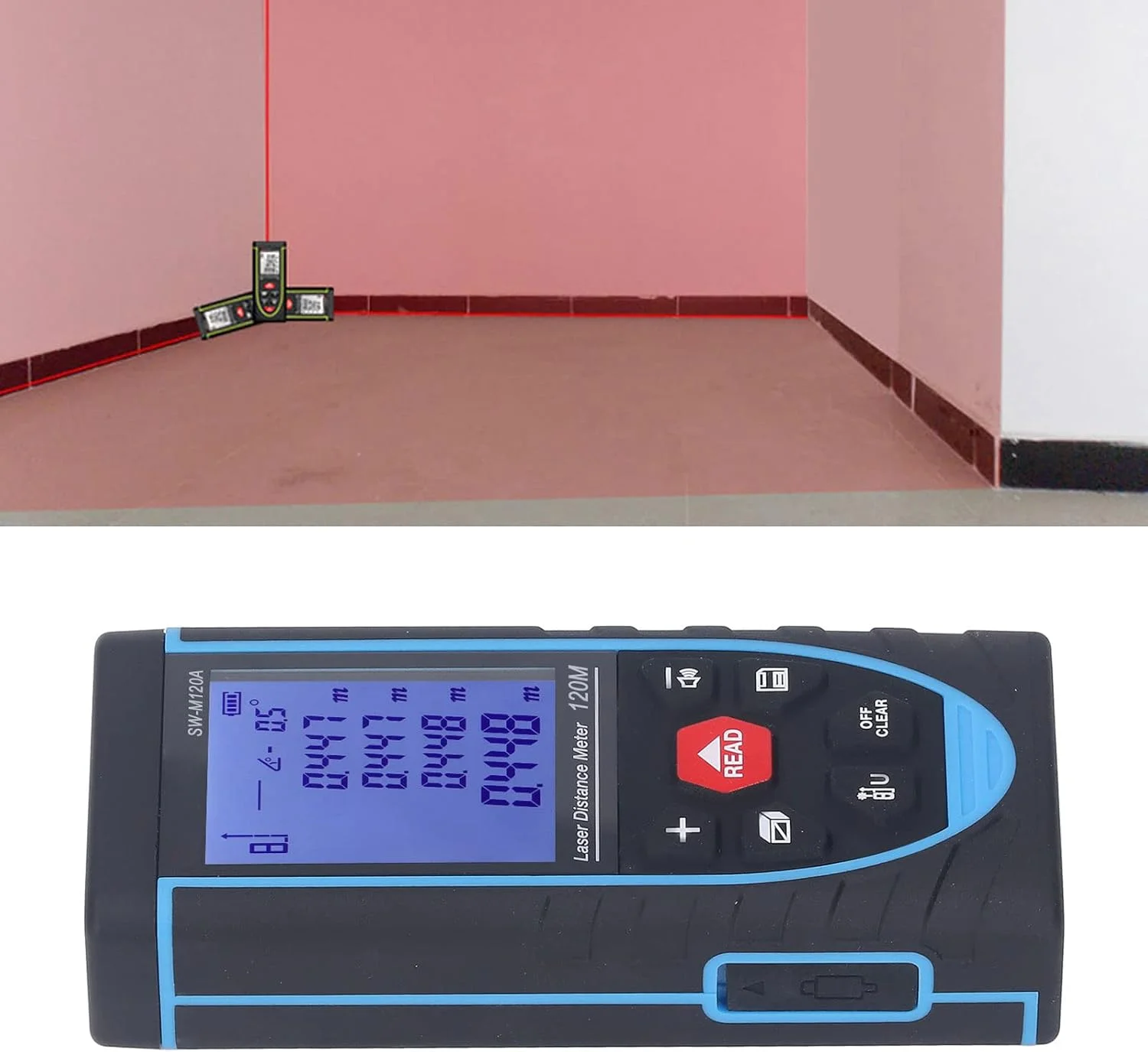 فاصله یاب دستی، اندازه گیر فاصله با نور پس زمینه با قابلیت انتقال بالا برای مناطق ساختمانی فاصله یاب دستی، اندازه گیر فاصله با نور پس زمینه با قابلیت انتقال بالا برای مناطق ساختمانی