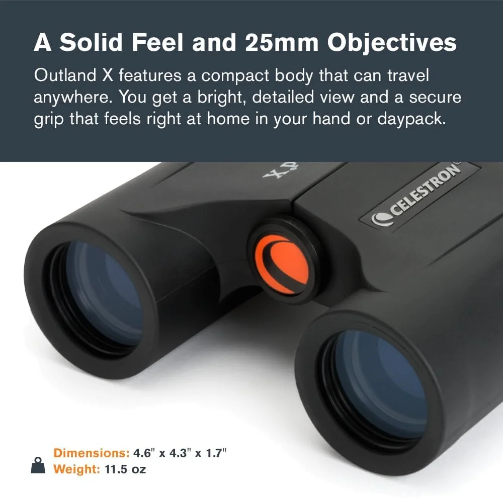Celestron Outland X Roof Binocular, 8 x 25 mm Size, Black