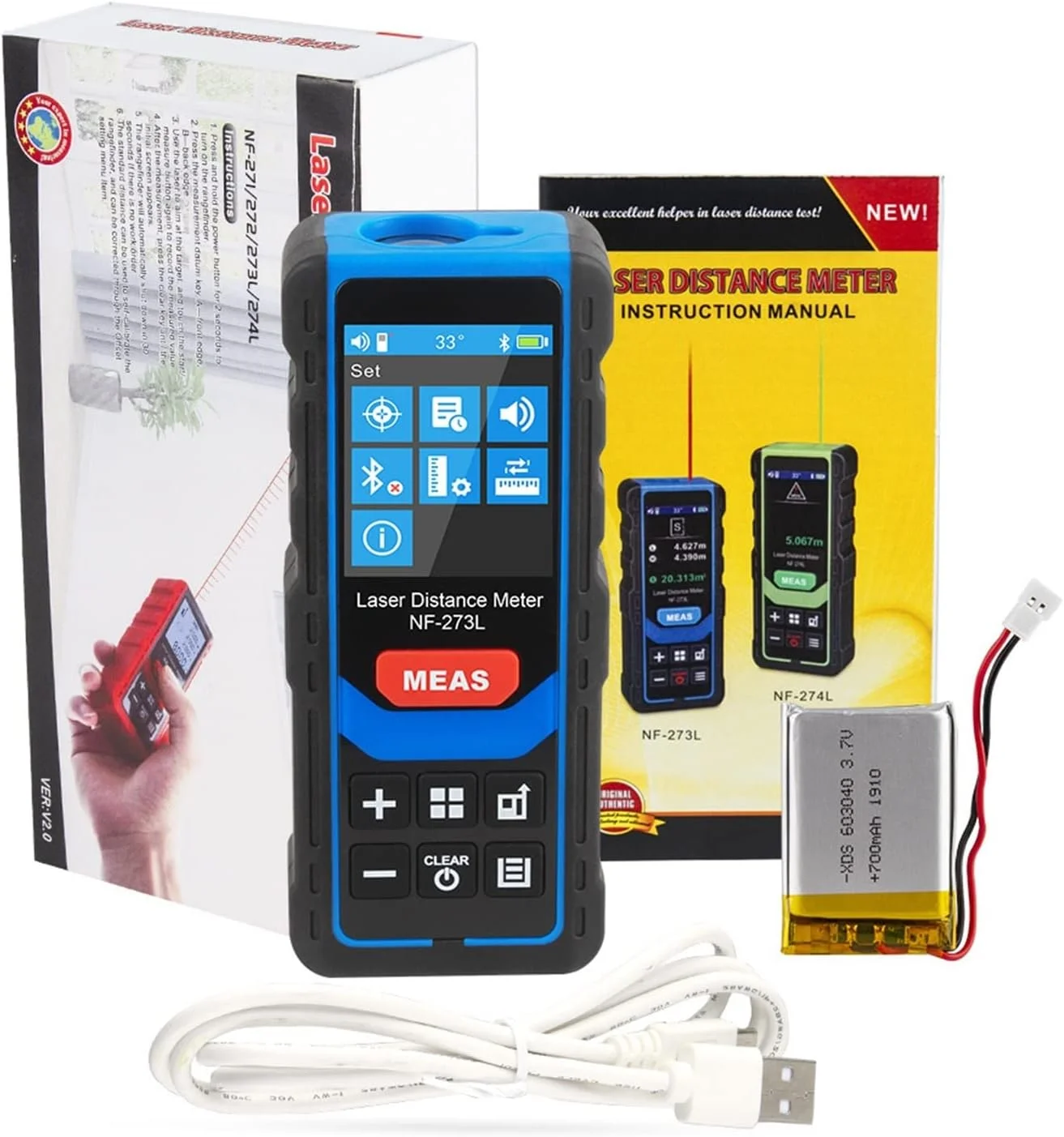 متر لیزری فاصله سنج NF-273L با برد 60/120 متر، ابزار دقیق اندازه گیری فاصله برای ساختمان و نقشه برداری