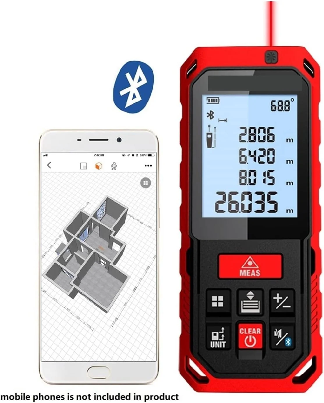 متر لیزری اندازه گیری فاصله 50M 70M 100M 120M قابل شارژ، ابزارهای اندازه گیری زاویه دقیق و با دقت بالا