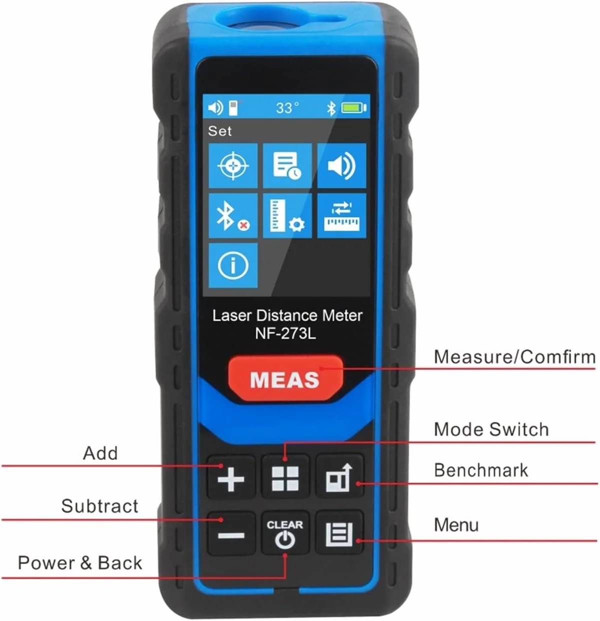 متر لیزری فاصله سنج NF-273L با برد 60/120 متر، ابزار دقیق اندازه گیری فاصله برای ساختمان و نقشه برداری