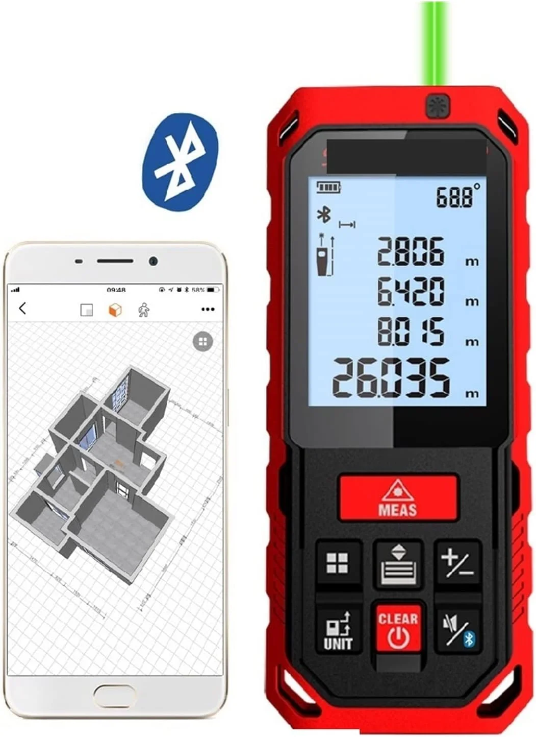 متر لیزری اندازه گیری فاصله 50M 70M 100M 120M قابل شارژ، ابزارهای اندازه گیری زاویه دقیق و با دقت بالا