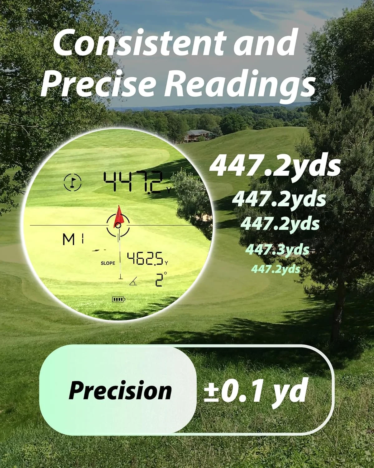 مسافت یاب لیزری گلف مغناطیسی Gogogo Sport Vpro ZeroIn با کلید روشن/خاموش شیب، برد 2500 یاردی با قفل پرچم 500Y، لرزش، کابل USB