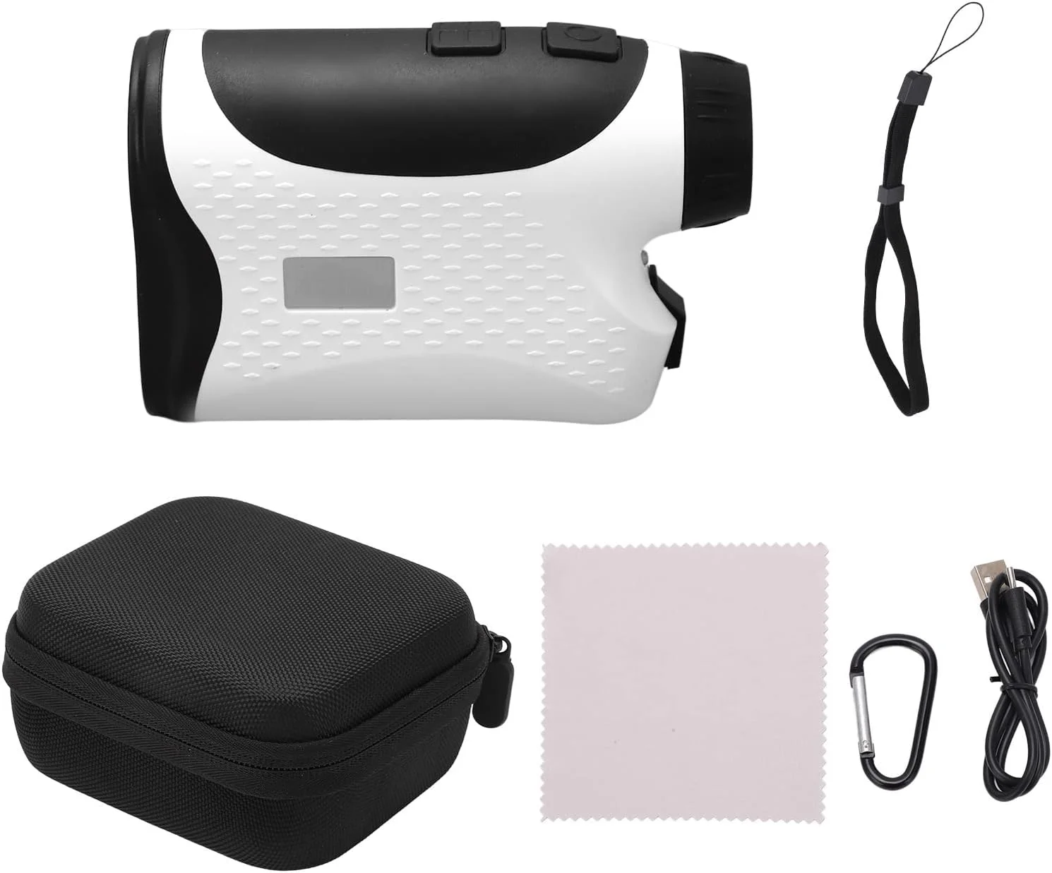 تلسکوپ قابل حمل، مسافت یاب قابل شارژ USB، دستگاه اندازه گیری فاصله سفید، ابزار اندازه گیری ارتفاع و فاصله، برای ورزش های توپی